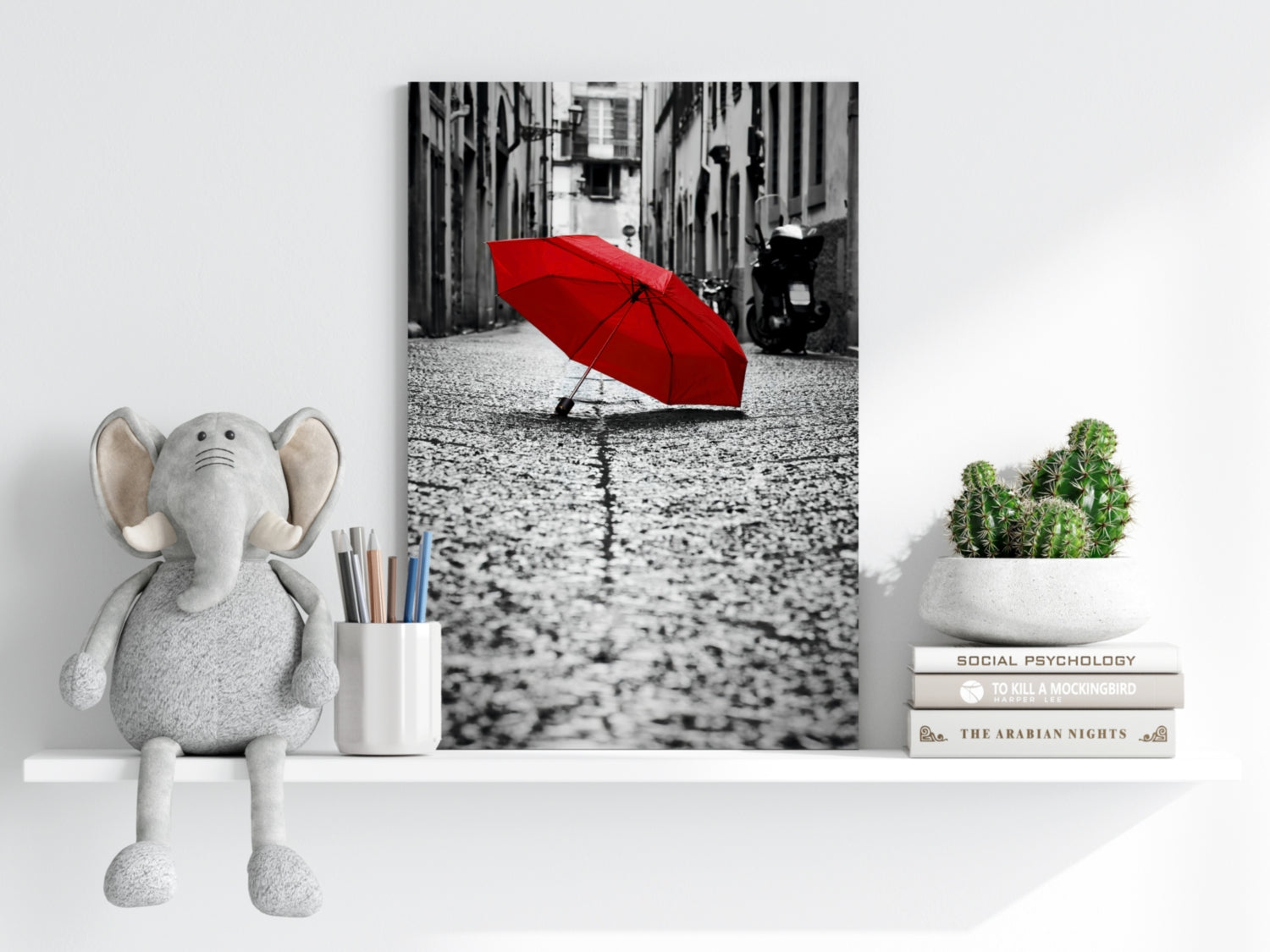 Red Umbrella Aluminum Print.