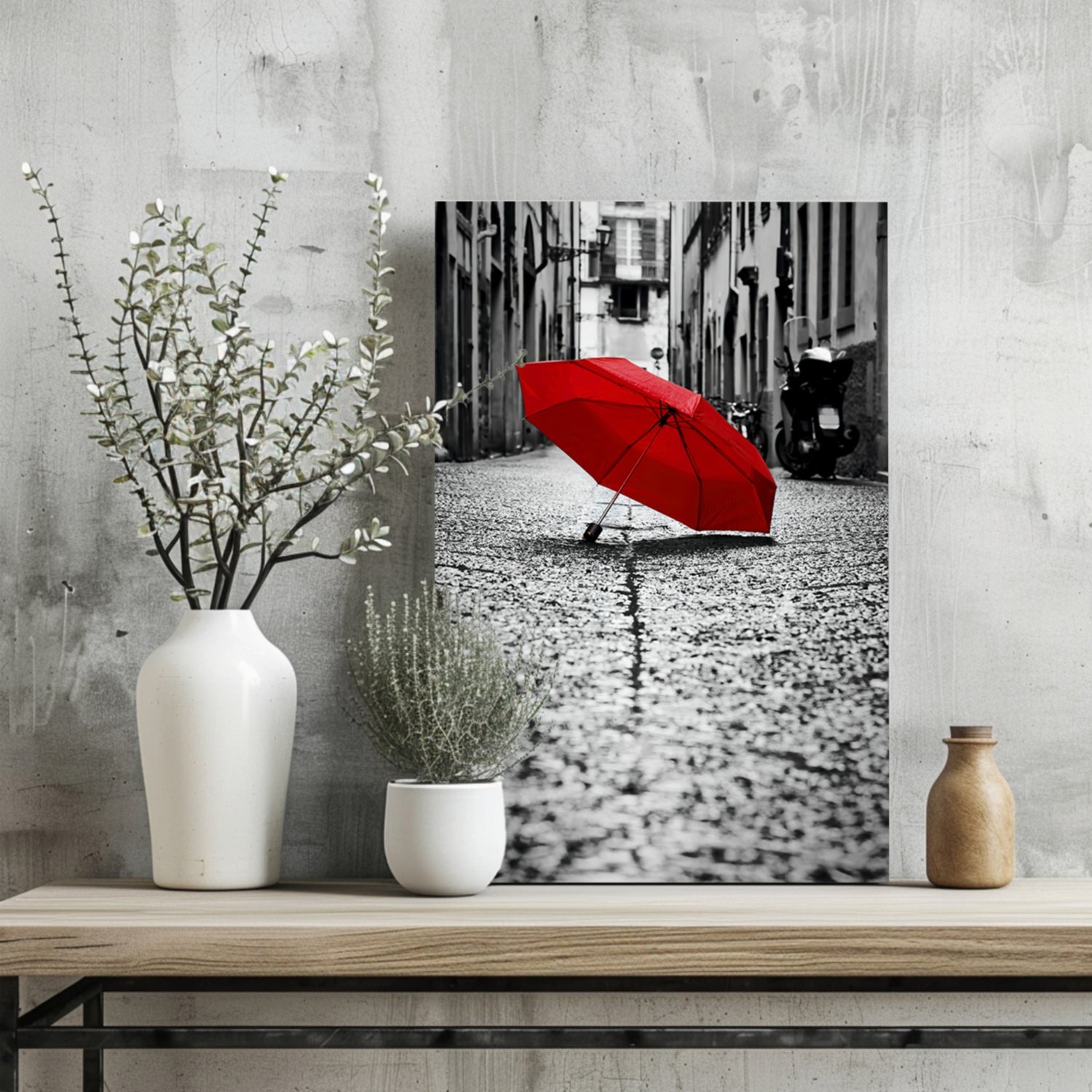 Red Umbrella Aluminum Print.