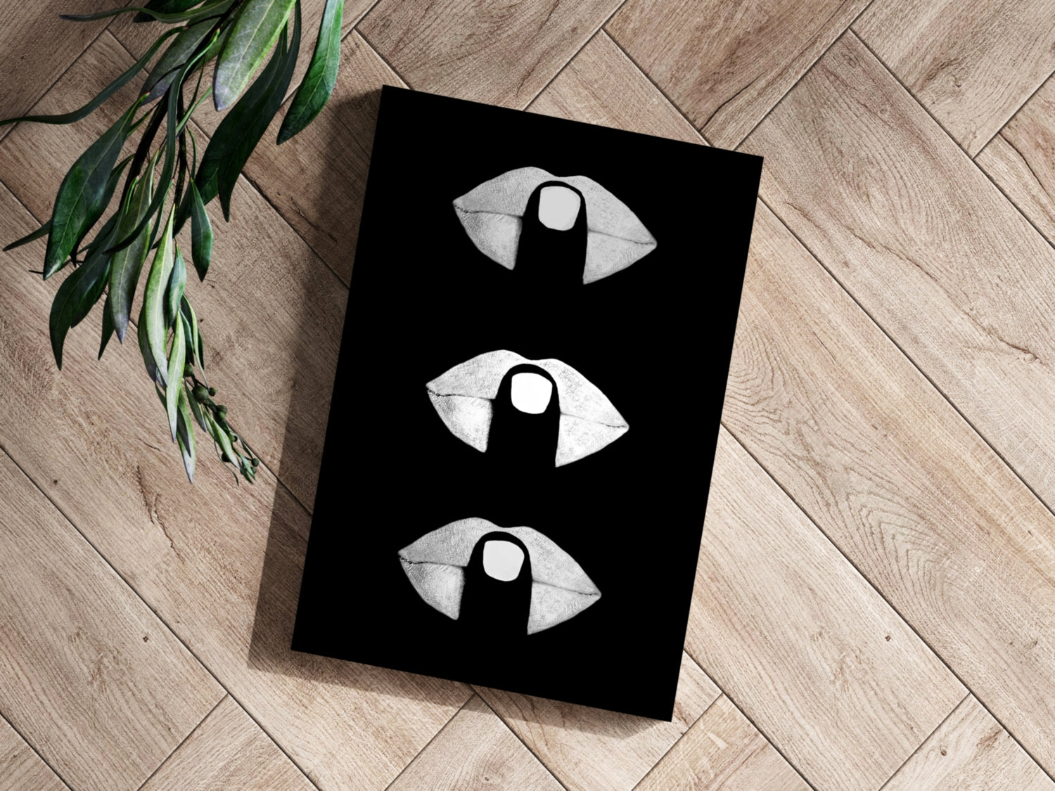 Hush Lips Black And White Aluminum Print.