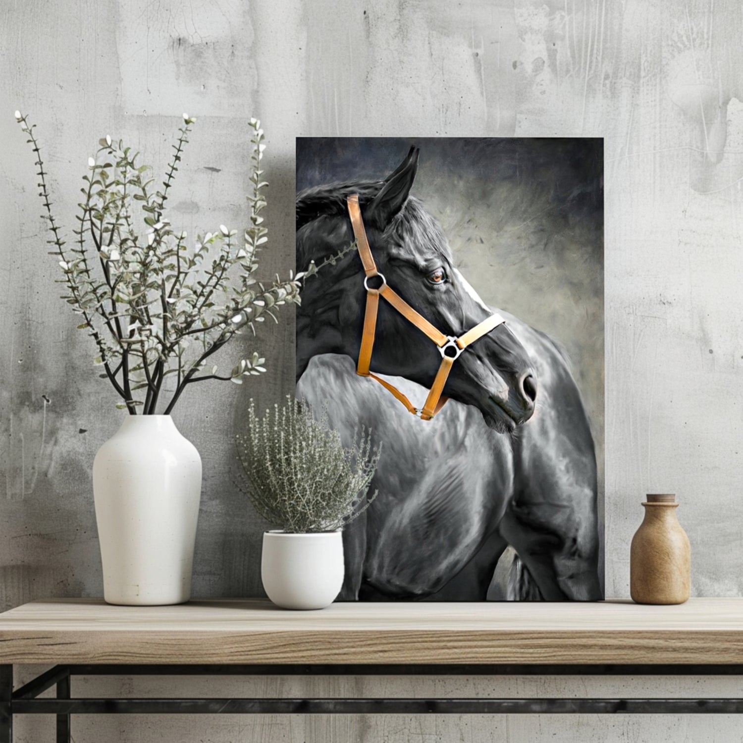 Black Horse Aluminum Print.