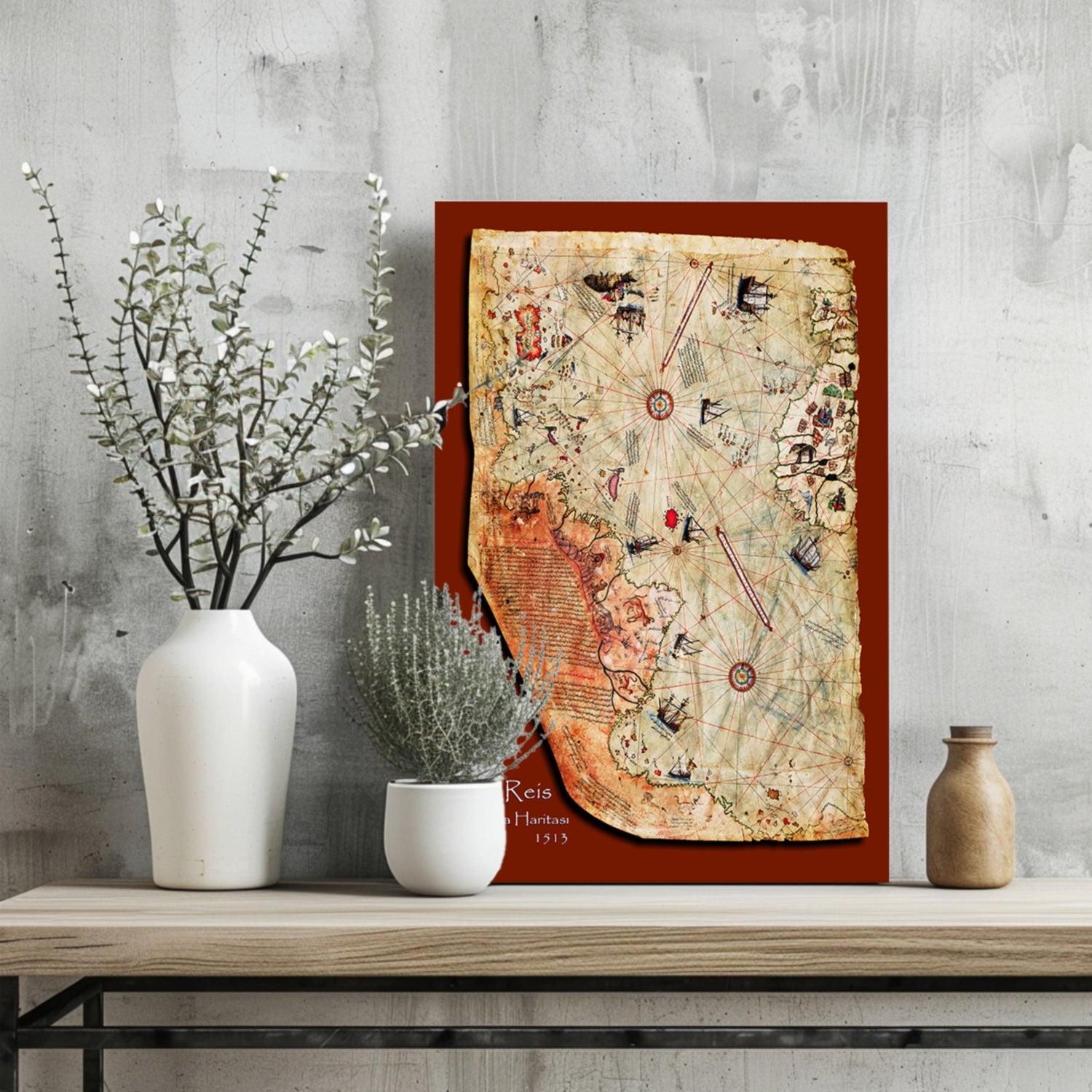 Piri Reis Map Aluminum Print.