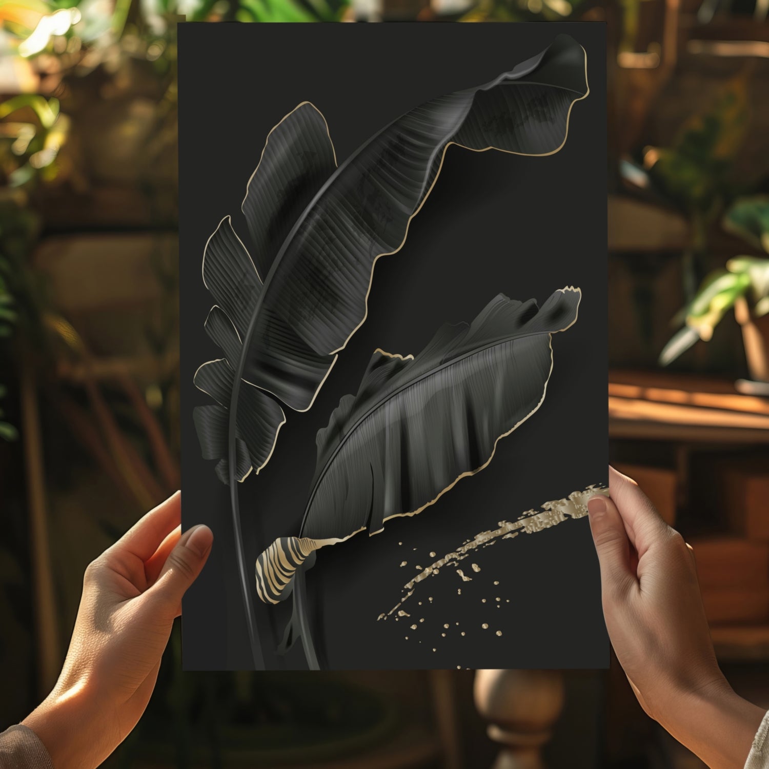 Black Leaves Aluminum Print.