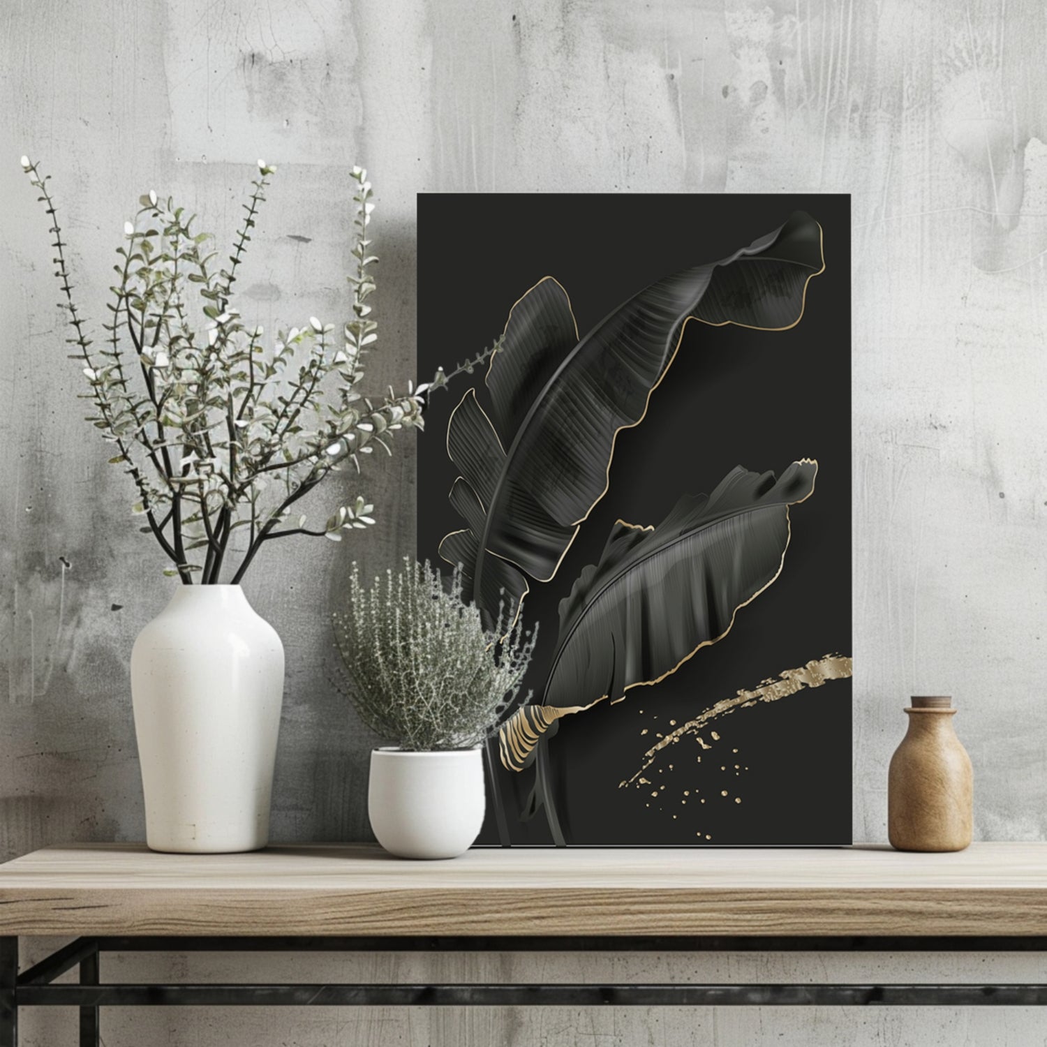 Black Leaves Aluminum Print.