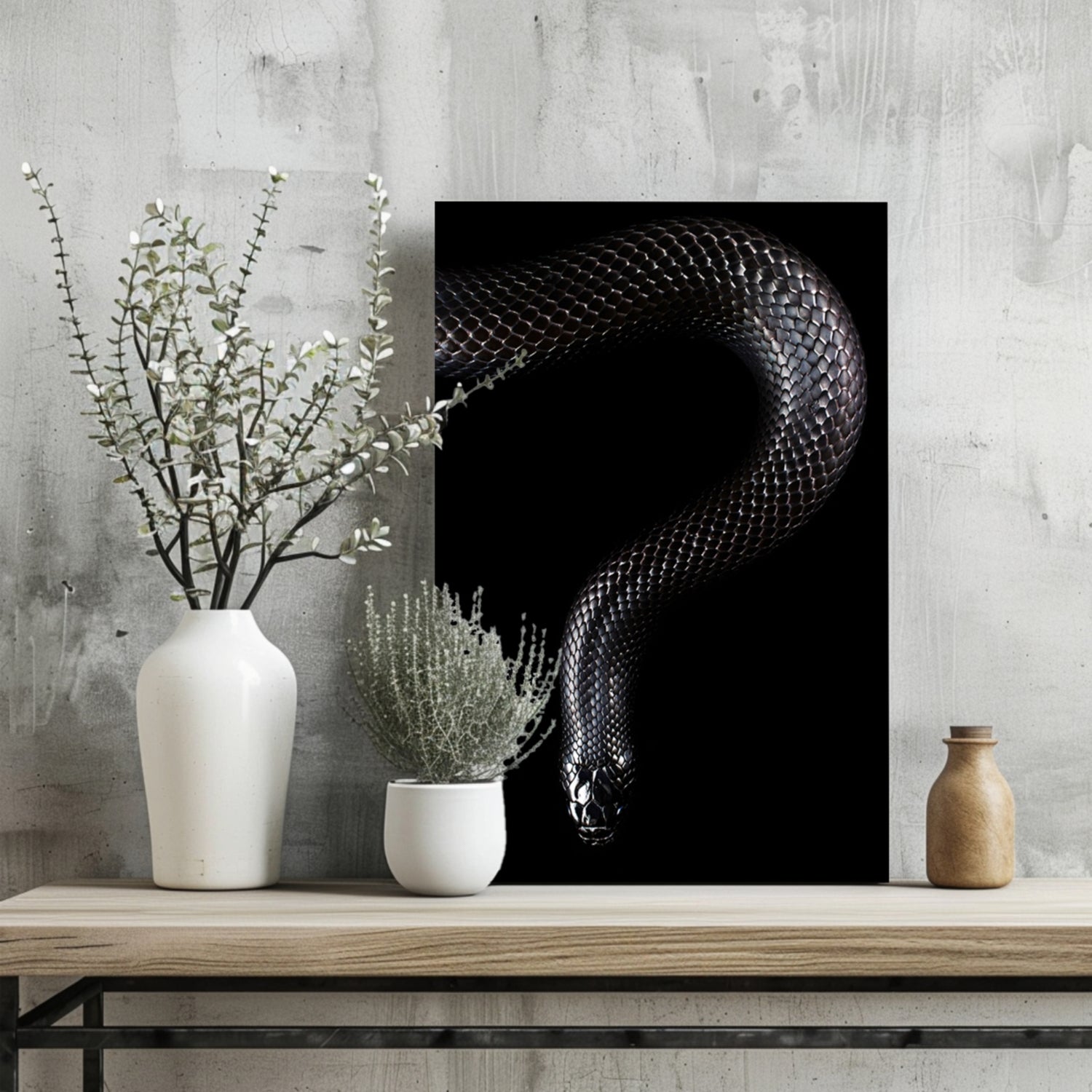 Black Snake Aluminum Print.