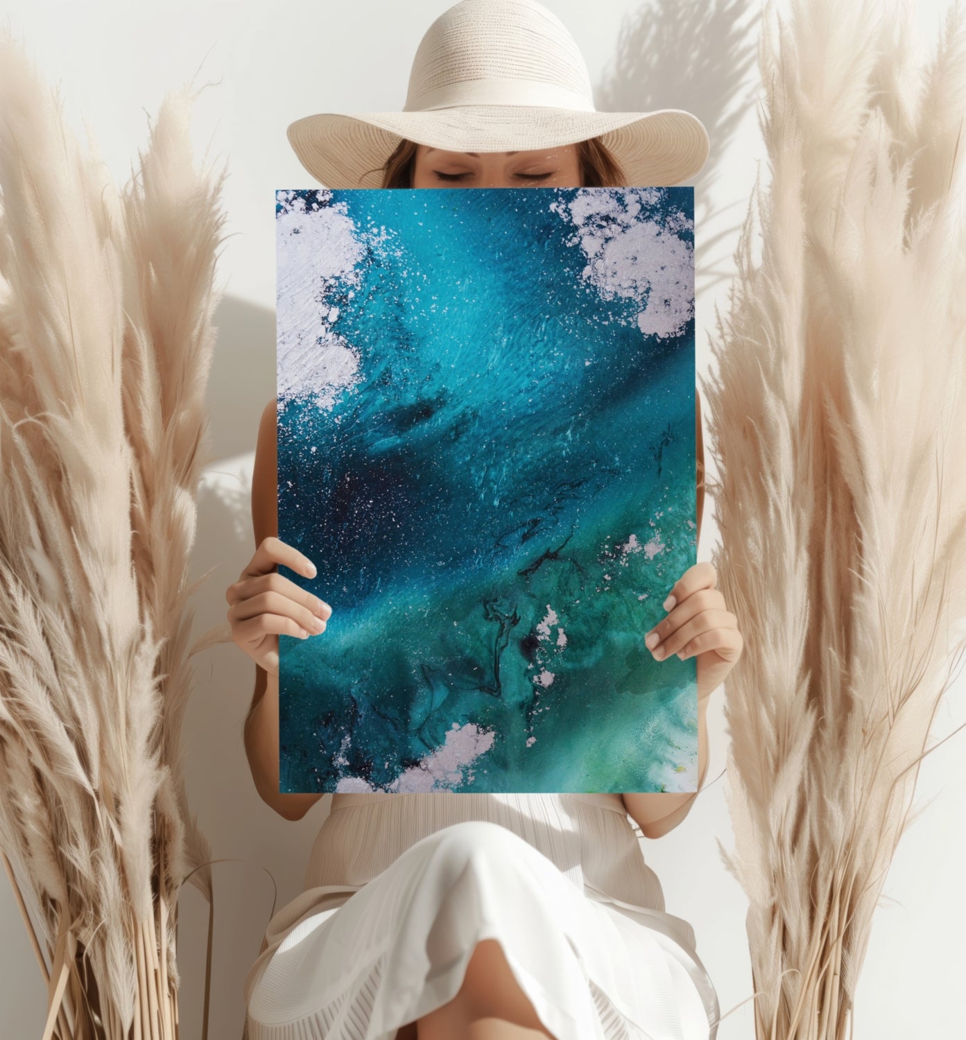 Abstract Paint Teal V1 Aluminum Print.