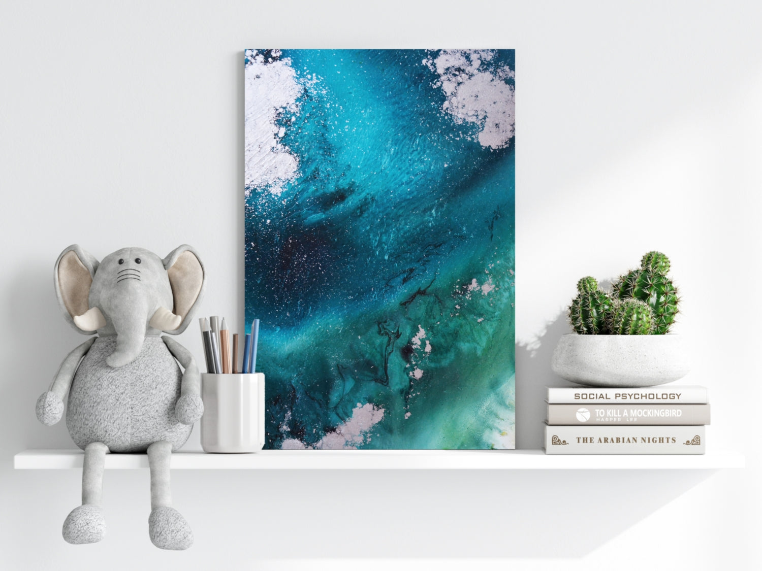 Abstract Paint Teal V1 Aluminum Print.