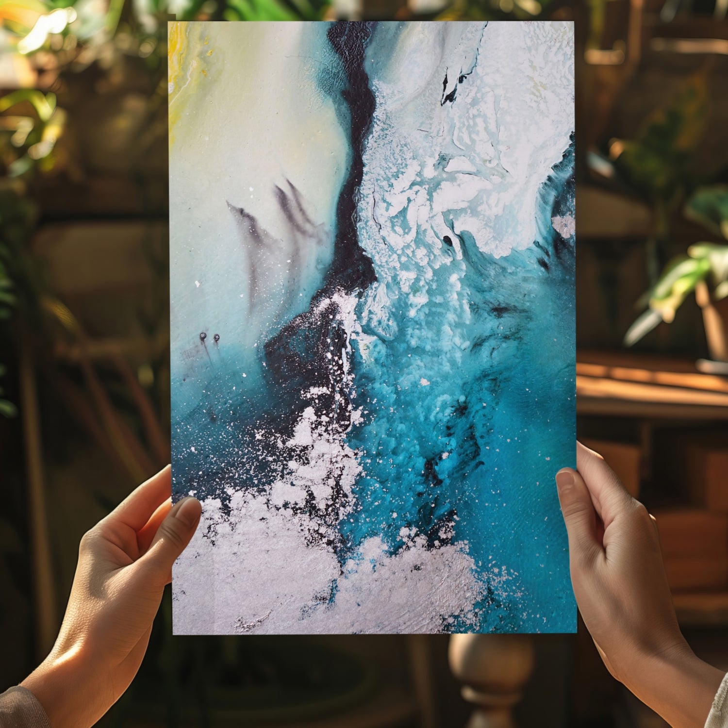 Abstract Paint Teal V2 Aluminum Print.