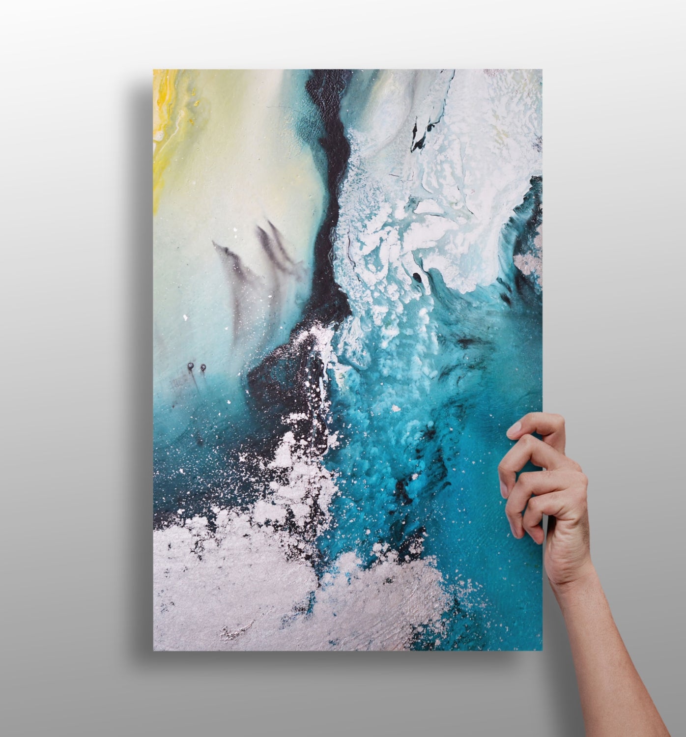 Abstract Paint Teal V2 Aluminum Print