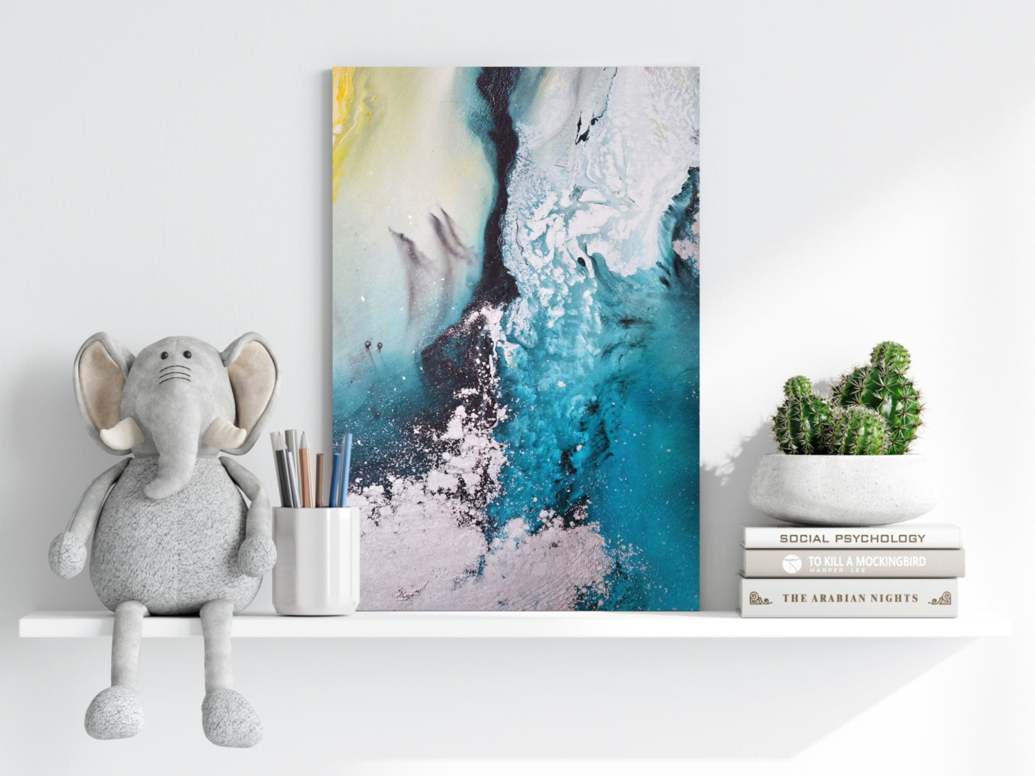 Abstract Paint Teal V2 Aluminum Print.