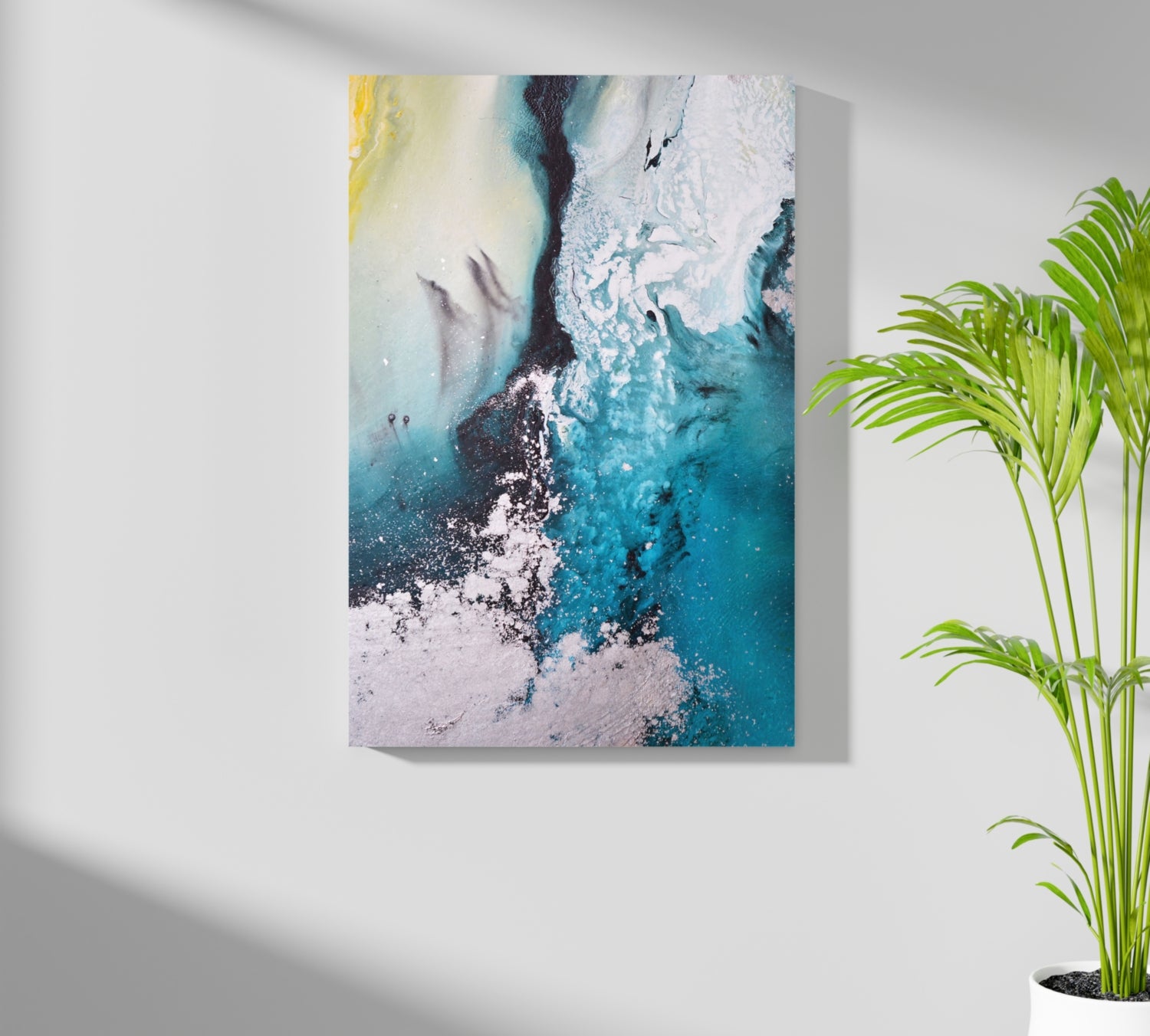 Abstract Paint Teal V2 Aluminum Print.