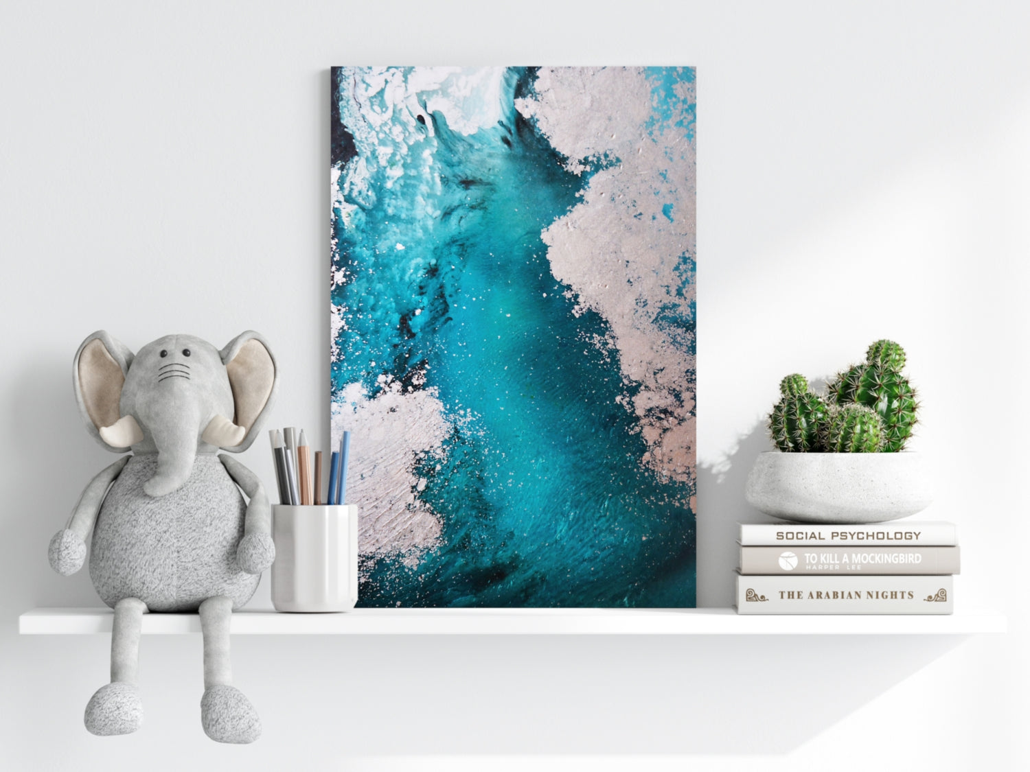 Abstract Paint Teal V3 Aluminum Print.