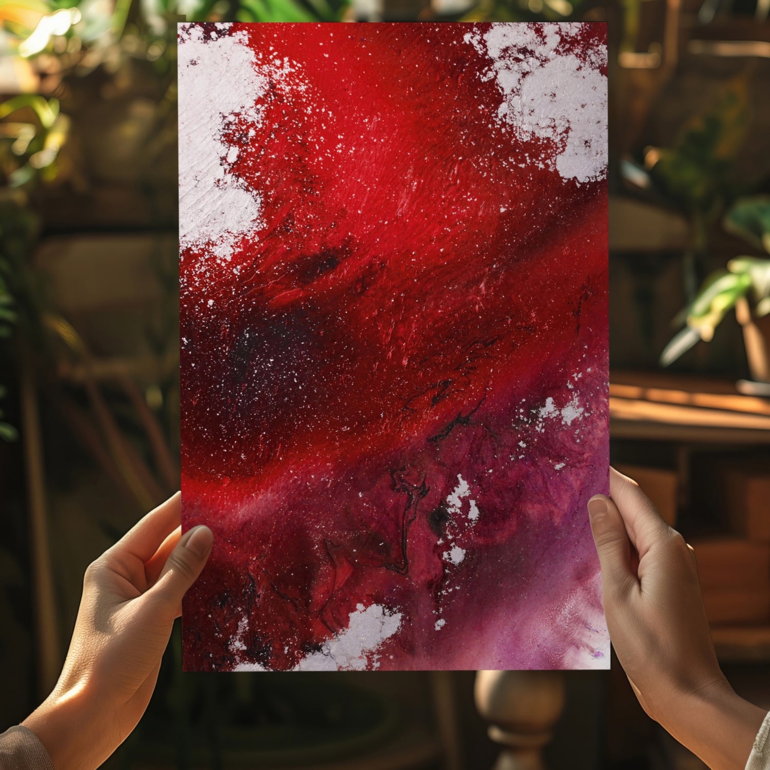 Abstract Paint Red V1 Aluminum Print.