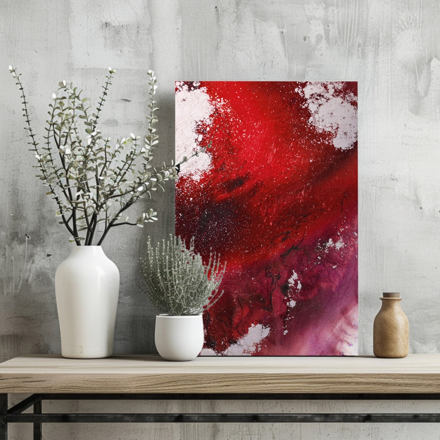 Abstract Paint Red V1 Aluminum Print.