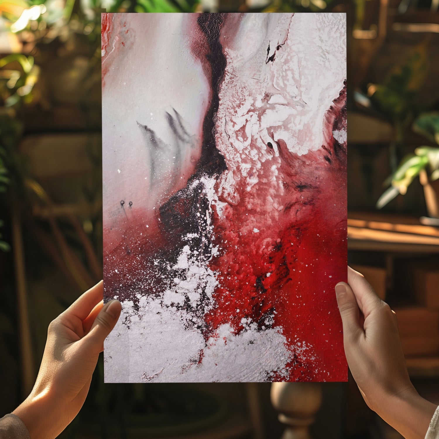 Abstract Paint Red V2 Aluminum Print.