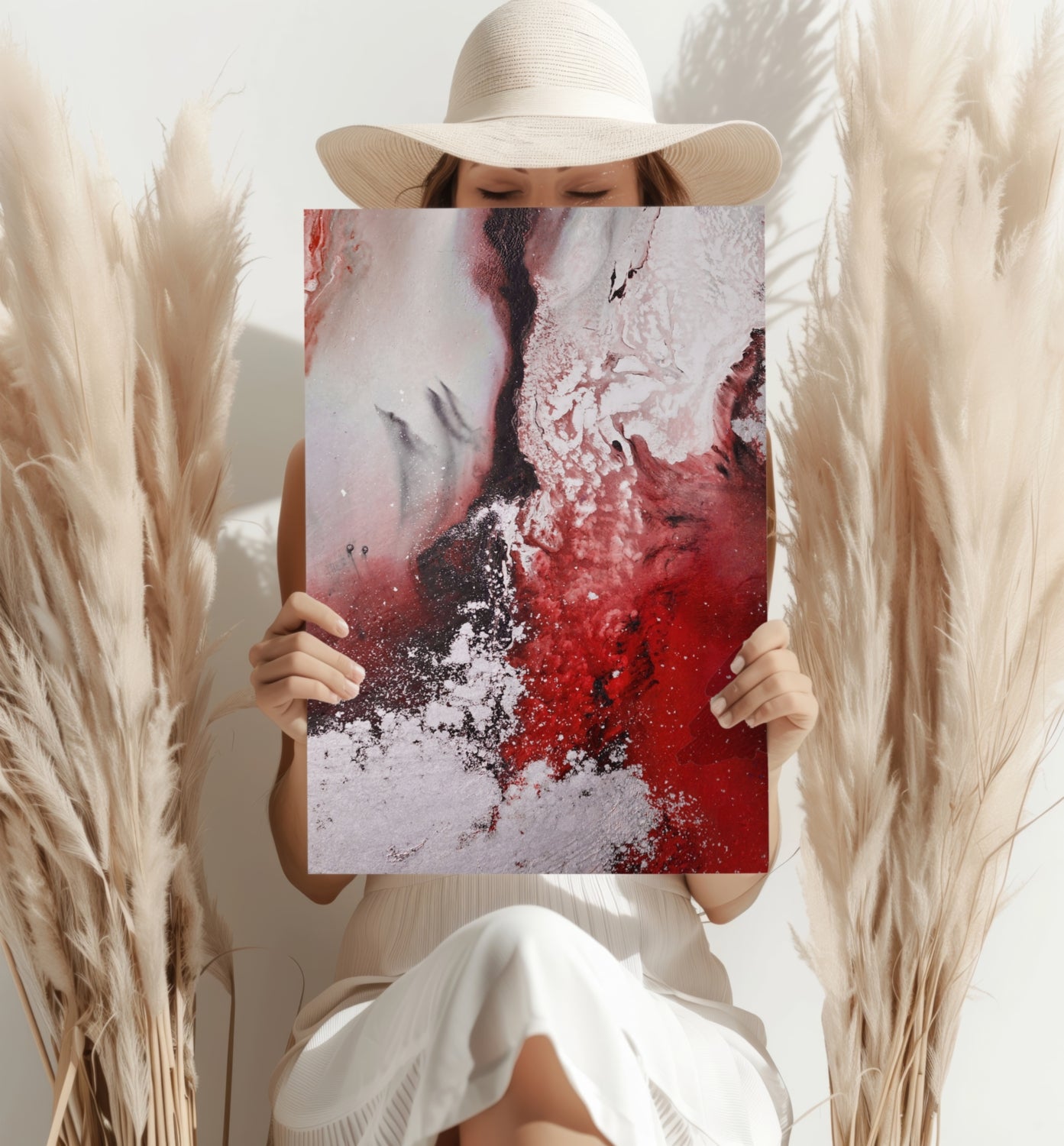 Abstract Paint Red V2 Aluminum Print.