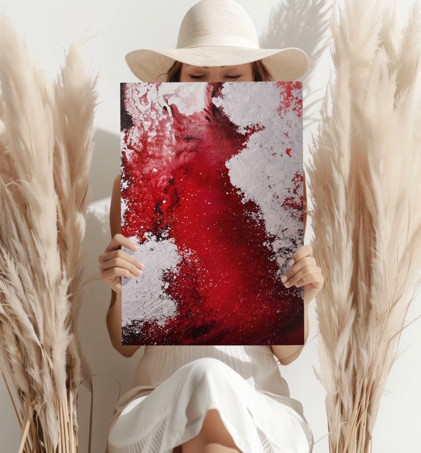 Abstract Paint Red V3 Aluminum Print.