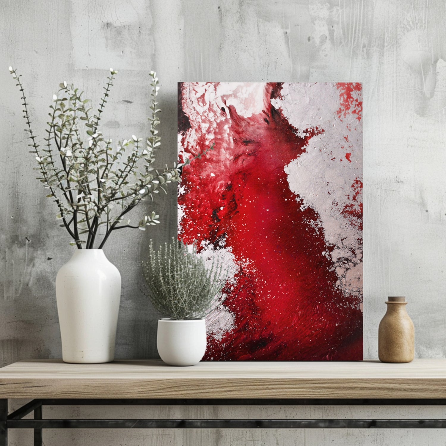 Abstract Paint Red V3 Aluminum Print.