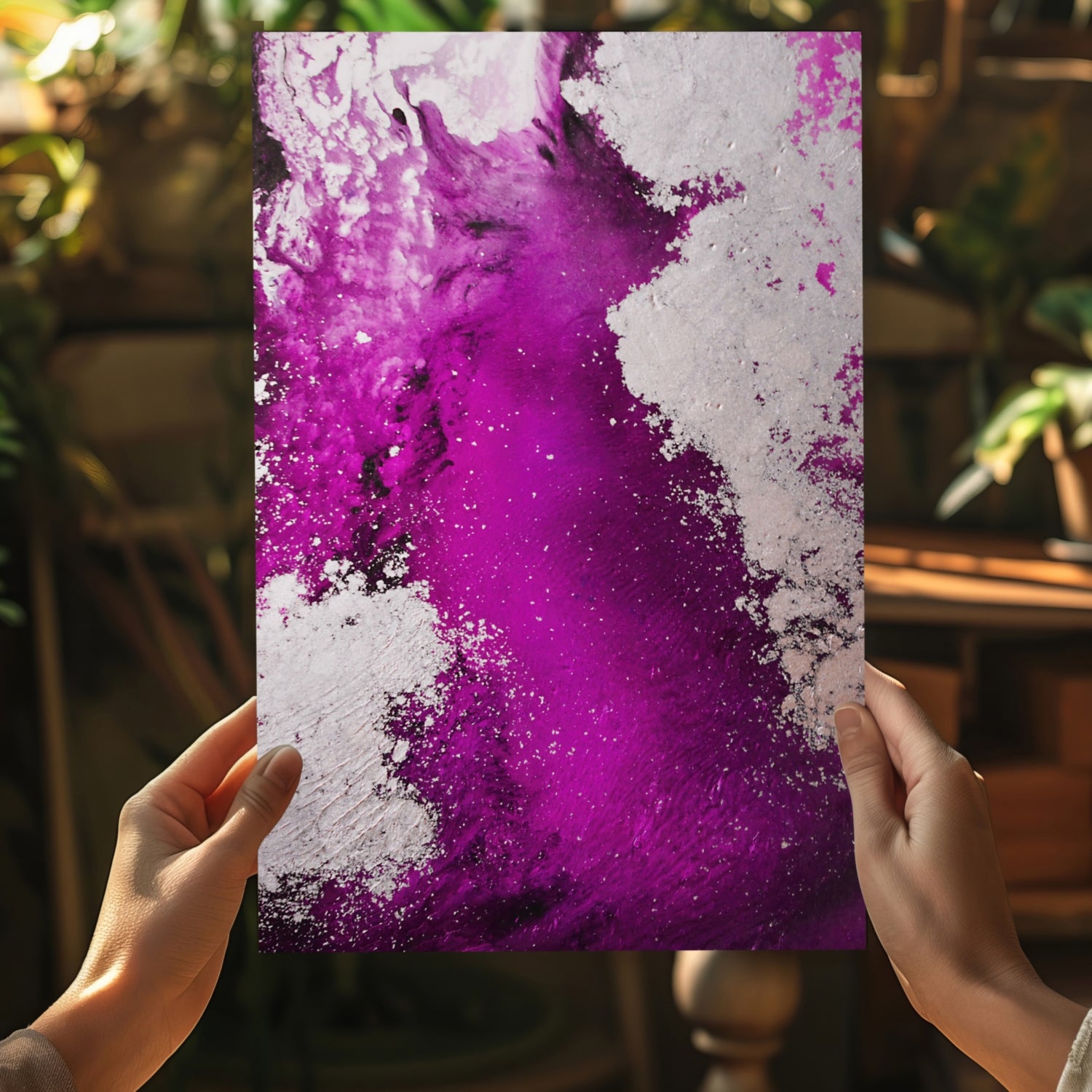 Abstract Paint Fuschia V1 Aluminum Print.