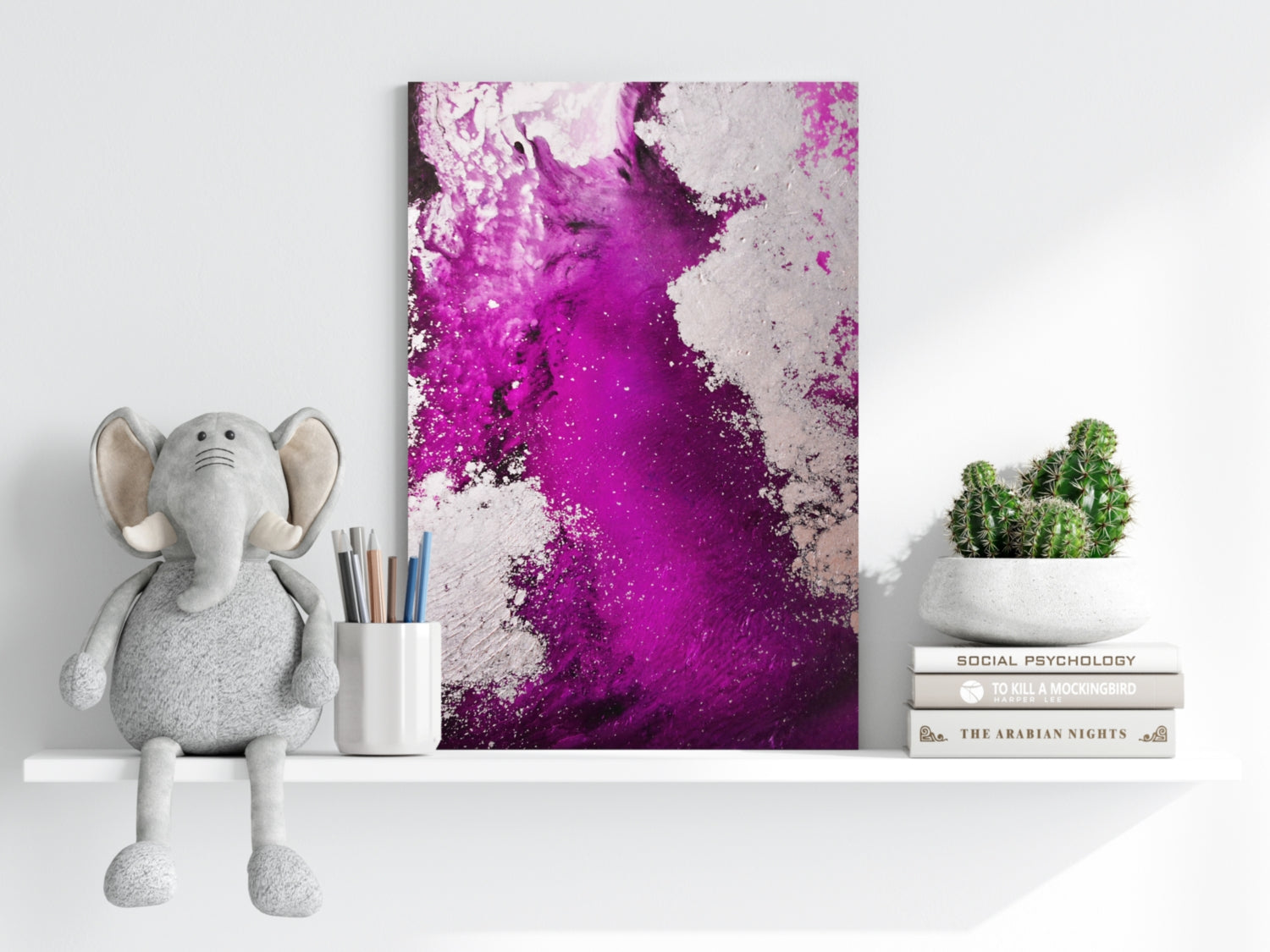 Abstract Paint Fuschia V1 Aluminum Print.