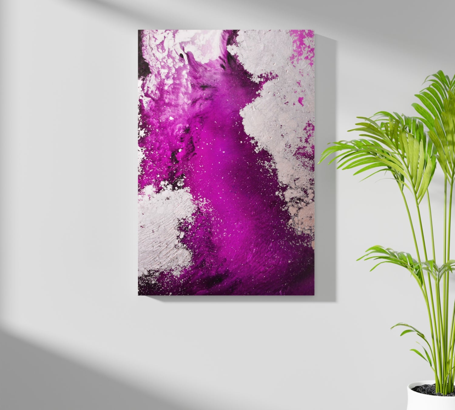 Abstract Paint Fuschia V1 Aluminum Print.
