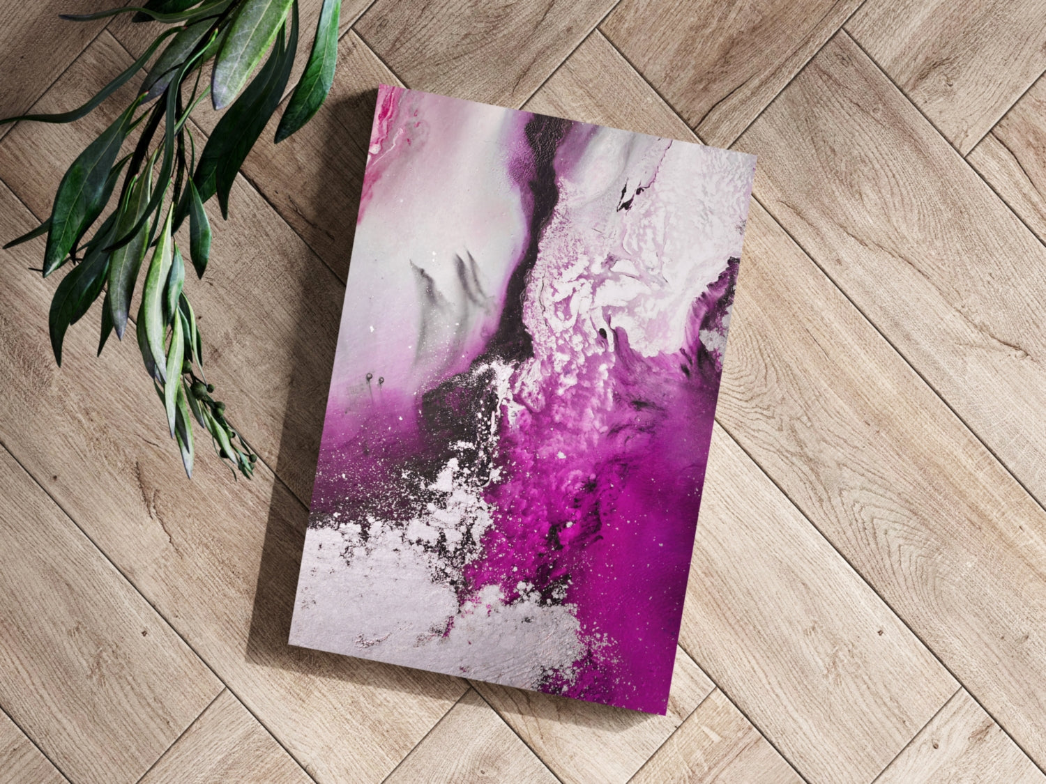 Abstract Paint Fuschia V2 Aluminum Print.