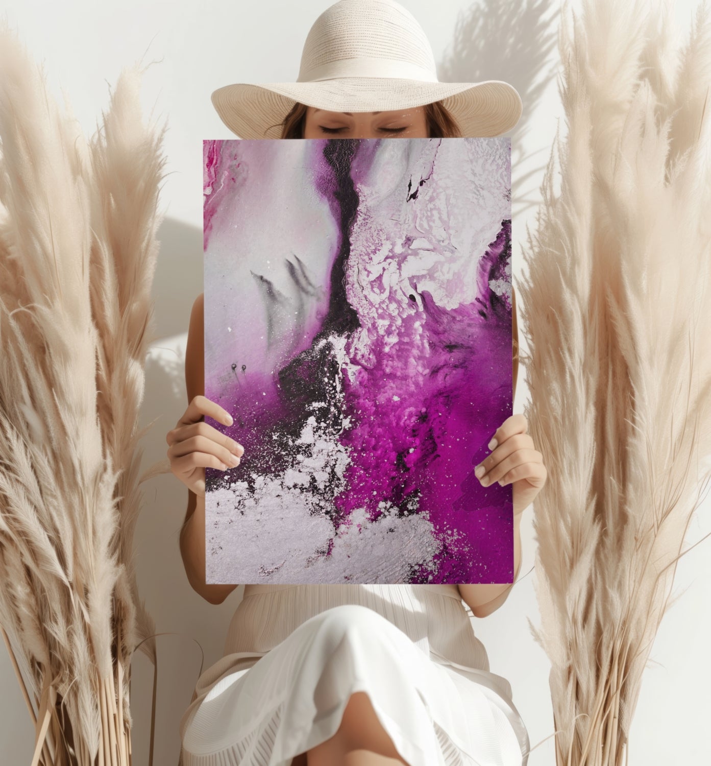 Abstract Paint Fuschia V2 Aluminum Print.