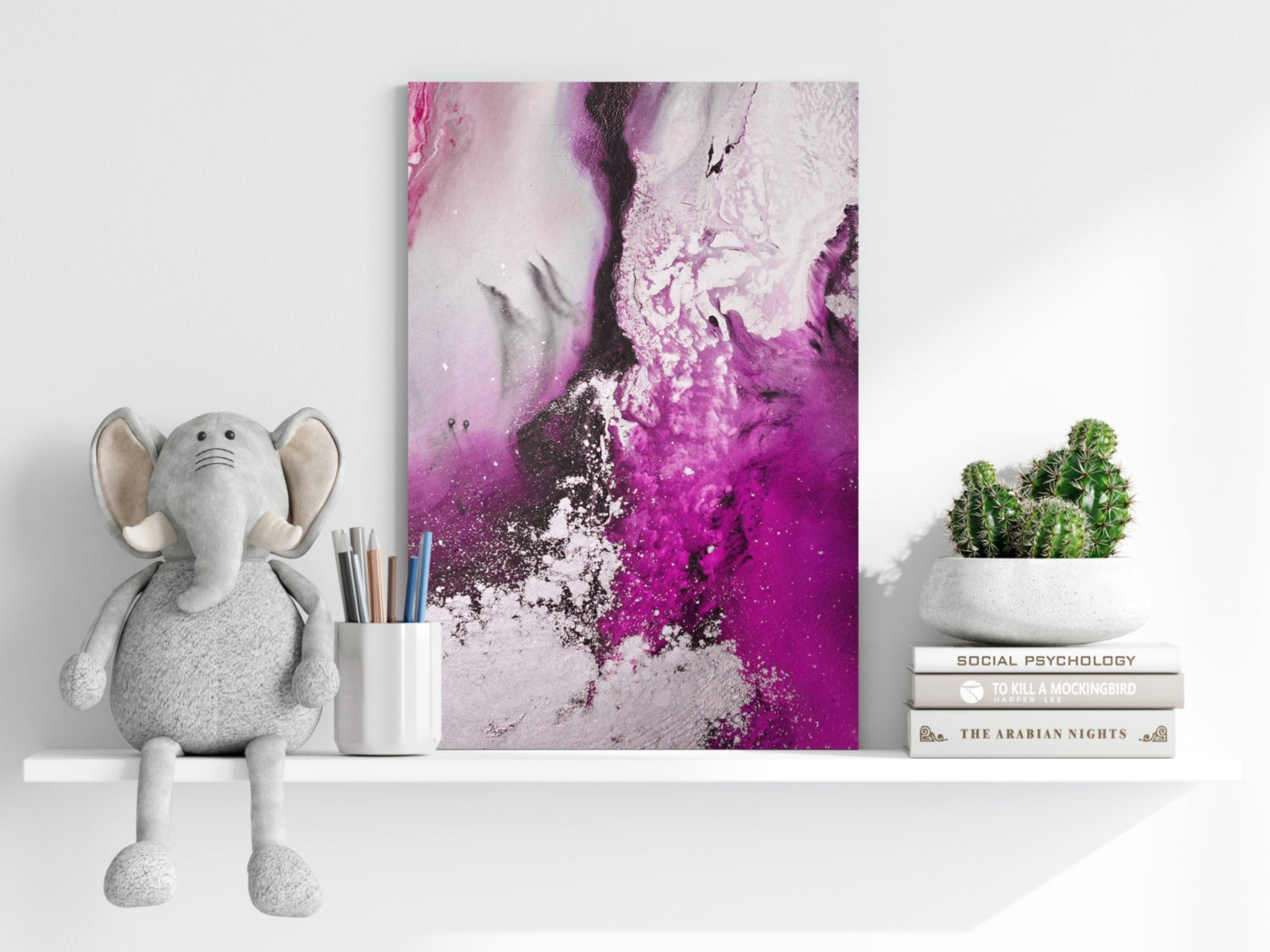 Abstract Paint Fuschia V2 Aluminum Print.