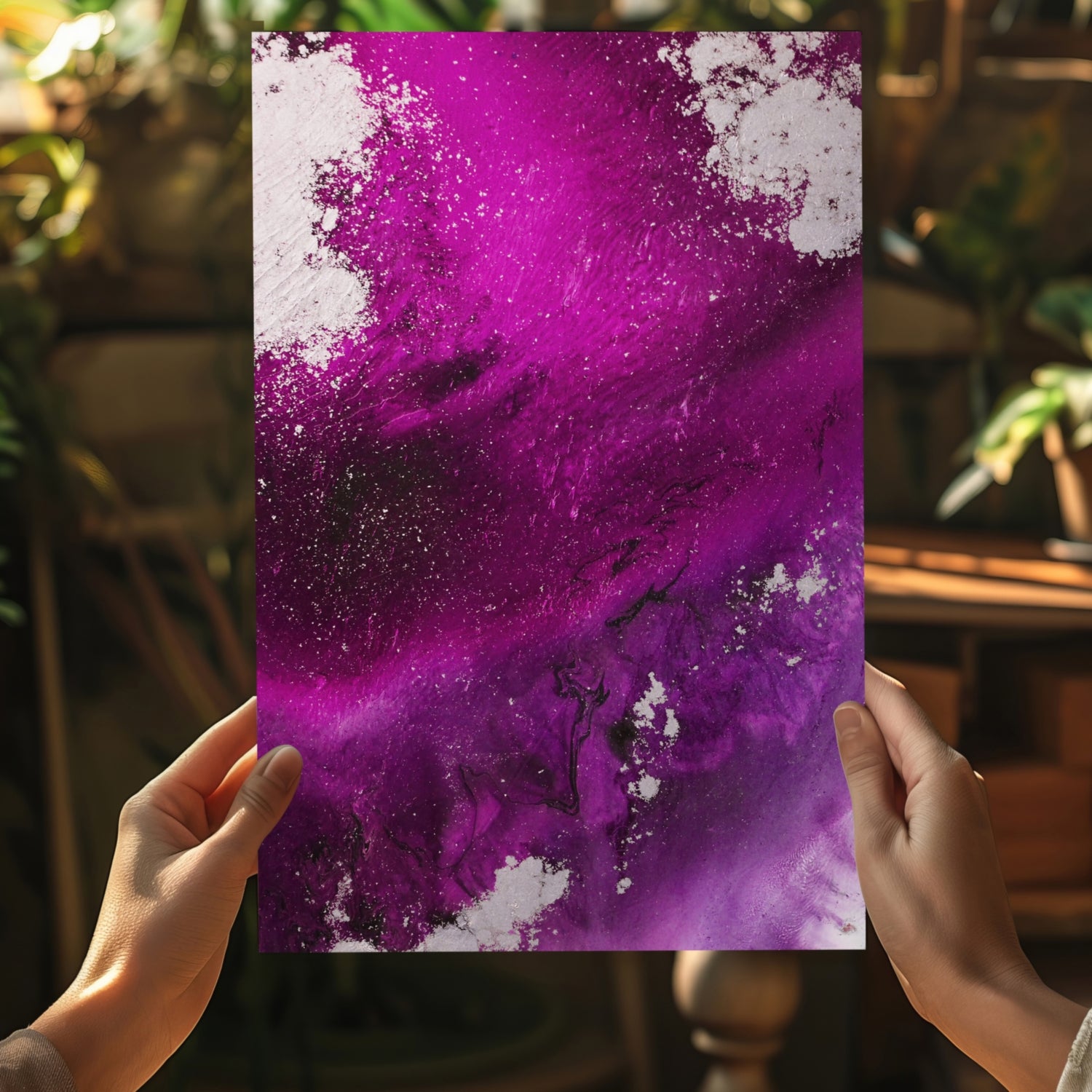 Abstract Paint Fuschia V3 Aluminum Print.