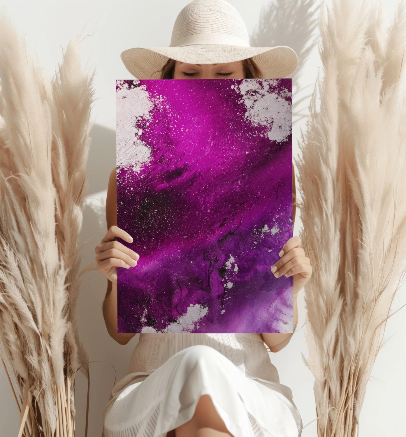 Abstract Paint Fuschia V3 Aluminum Print.