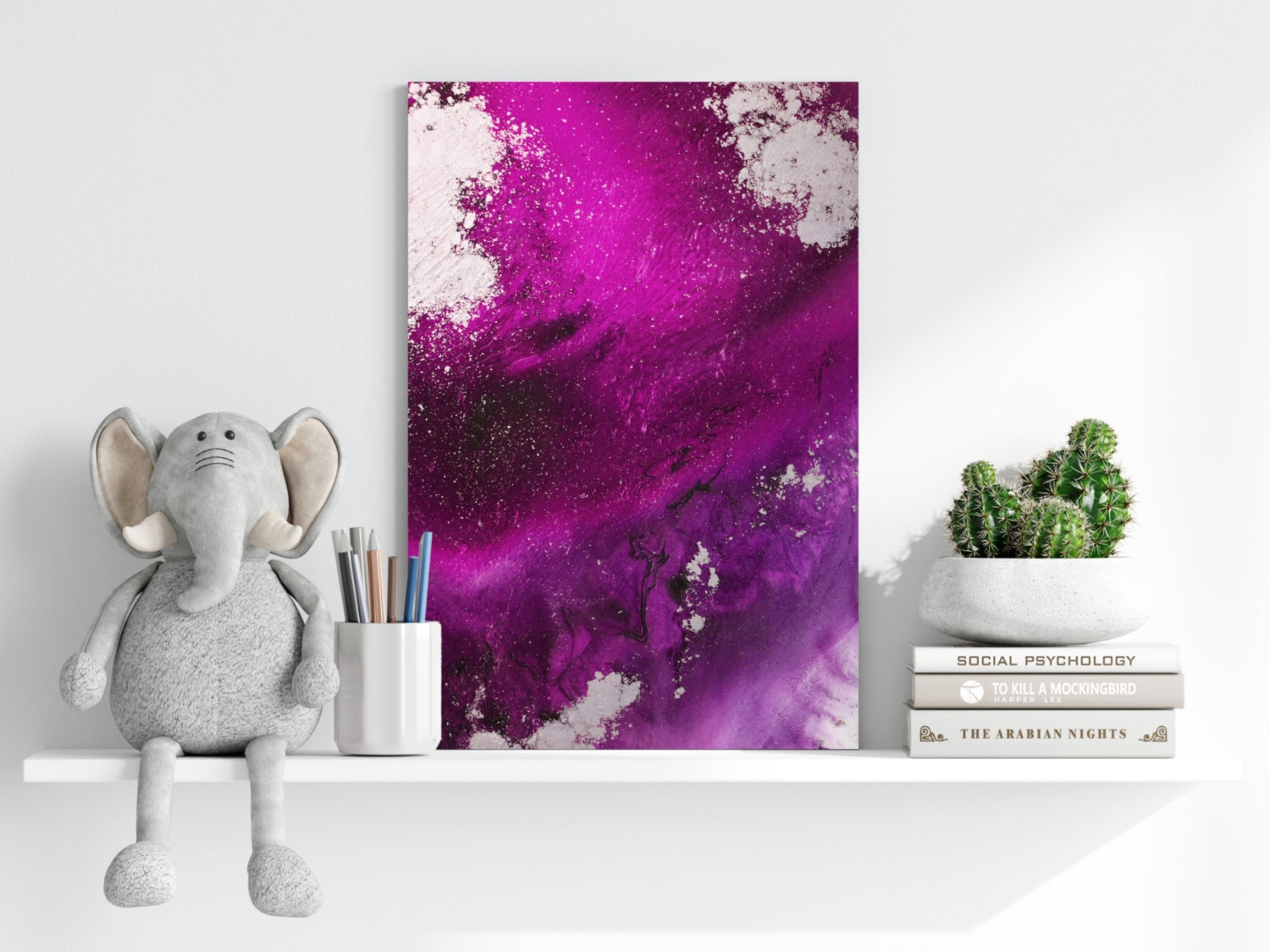 Abstract Paint Fuschia V3 Aluminum Print.