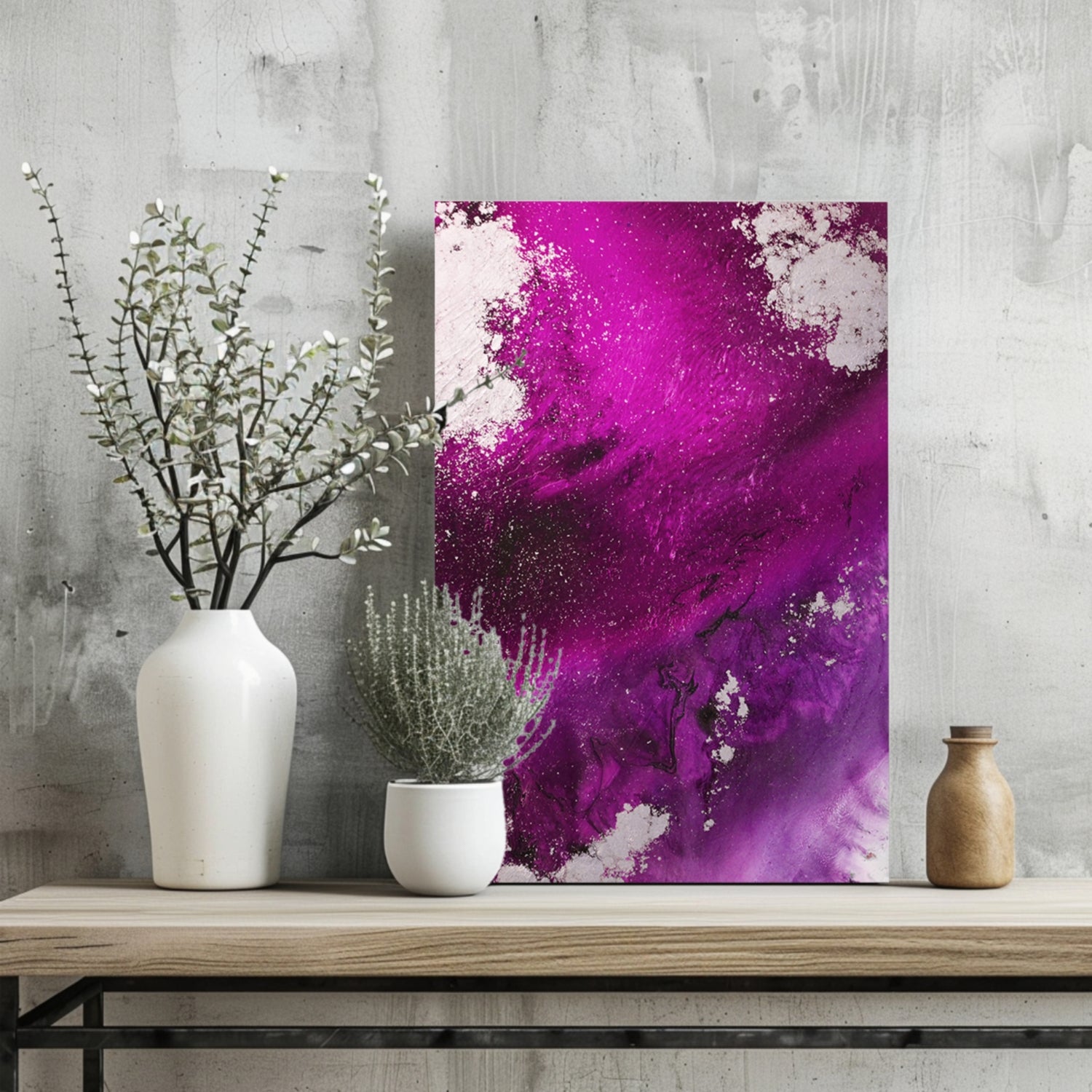 Abstract Paint Fuschia V3 Aluminum Print.