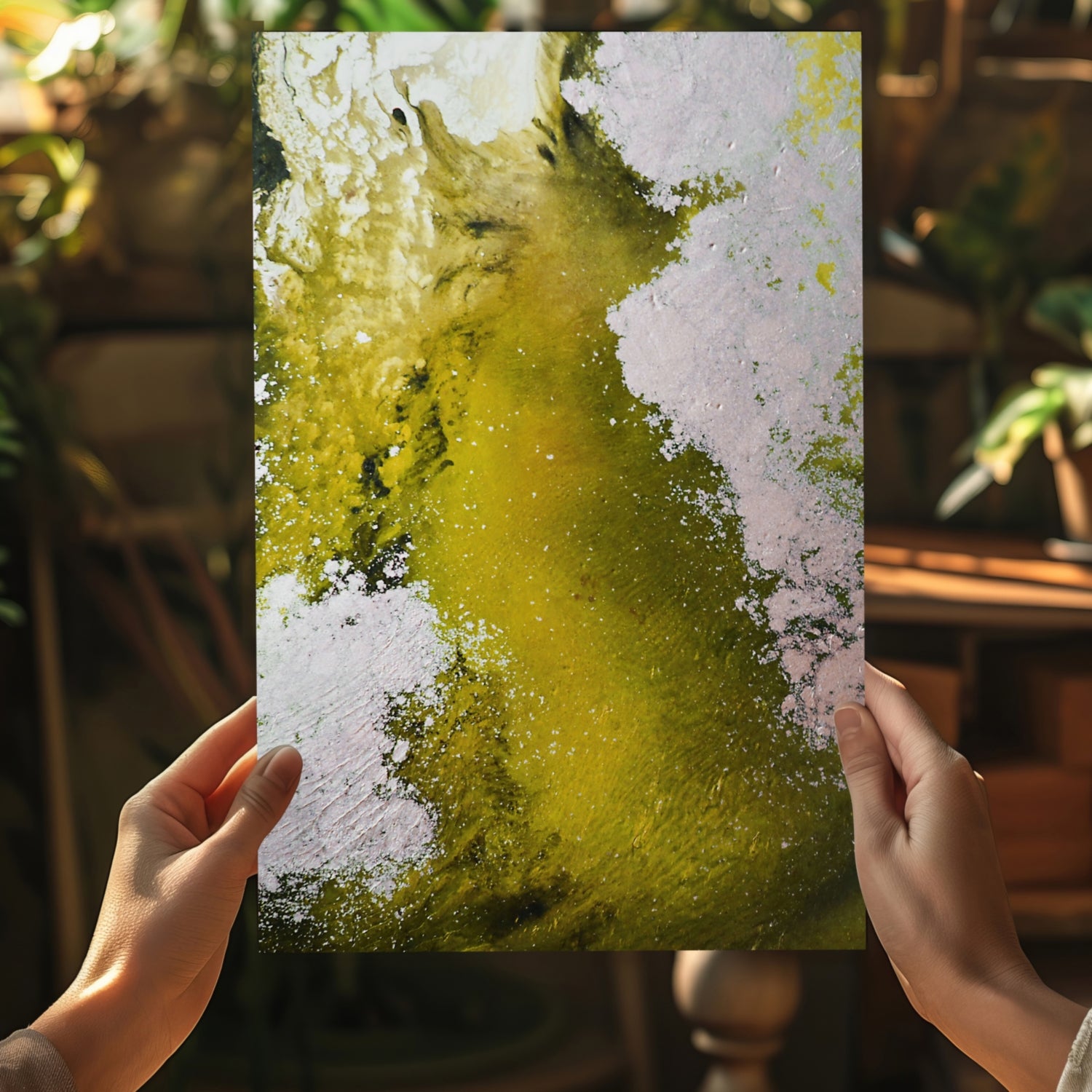 Abstract Paint Yellow V1 Aluminum Print.