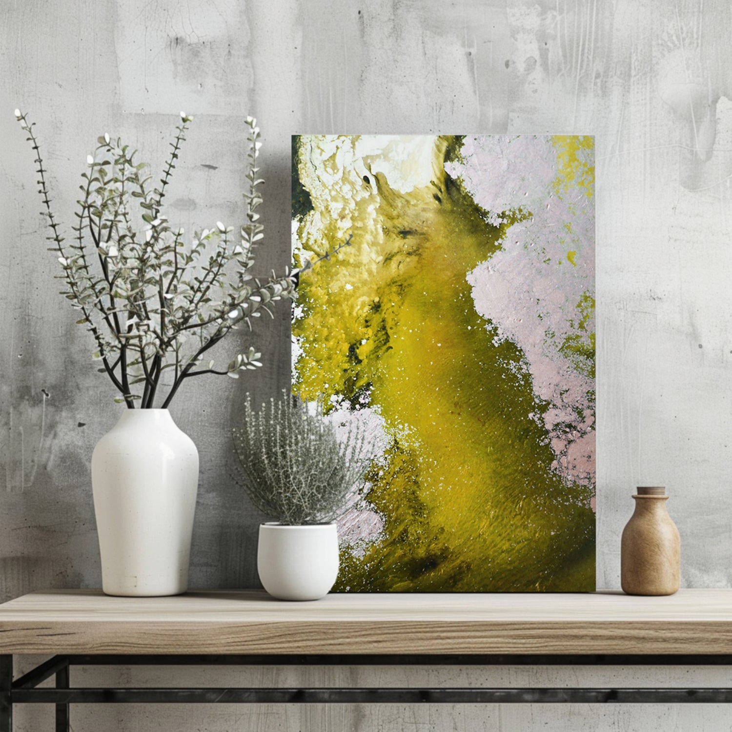 Abstract Paint Yellow V1 Aluminum Print.