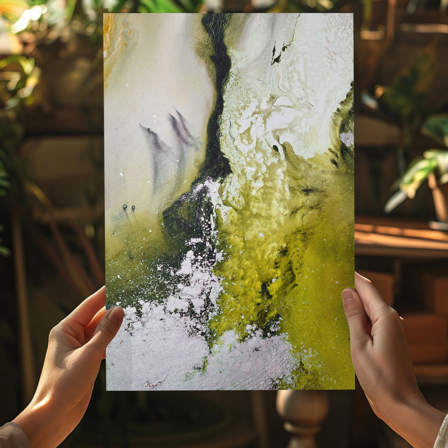 Abstract Paint Yellow V2 Aluminum Print.