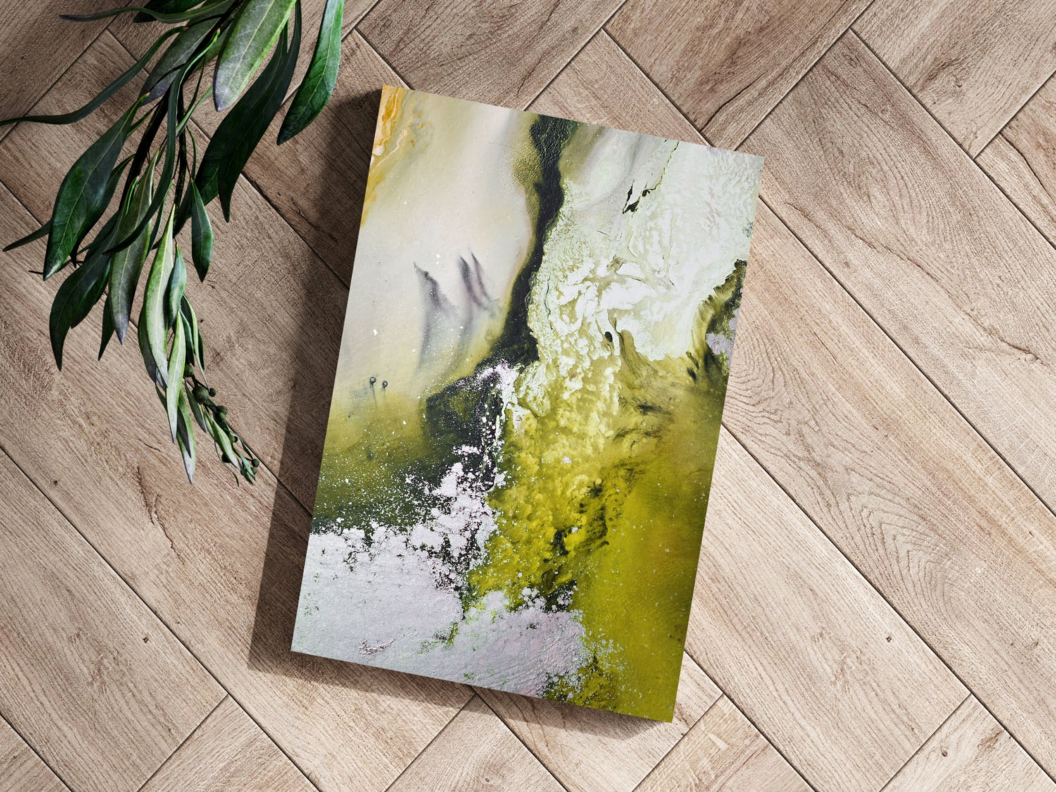 Abstract Paint Yellow V2 Aluminum Print.