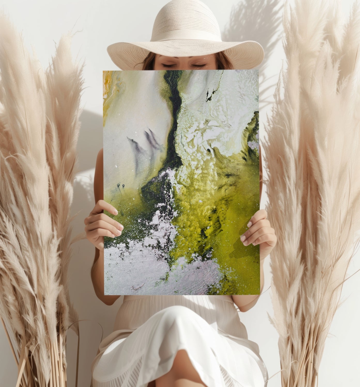 Abstract Paint Yellow V2 Aluminum Print.