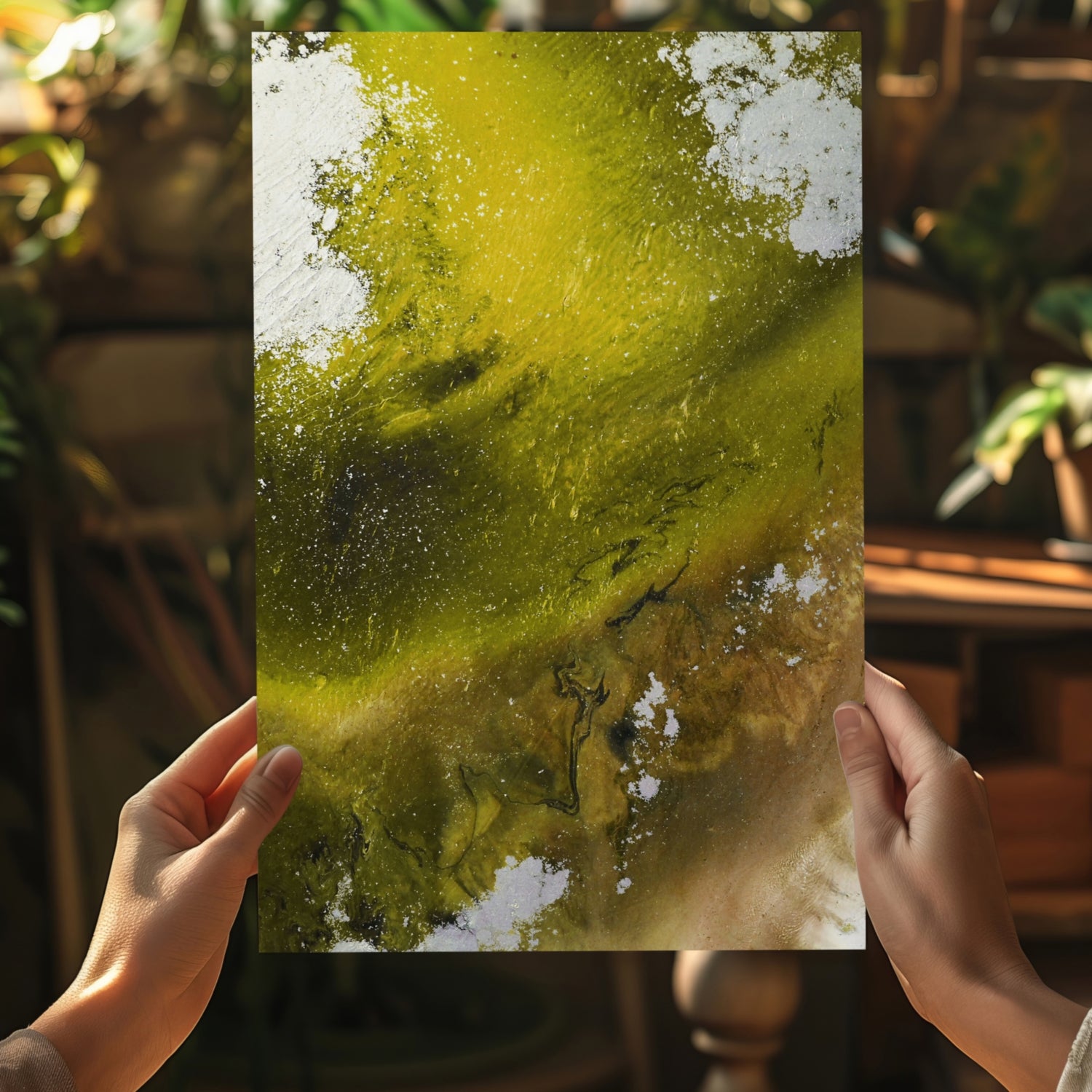 Abstract Paint Yellow V3 Aluminum Print.