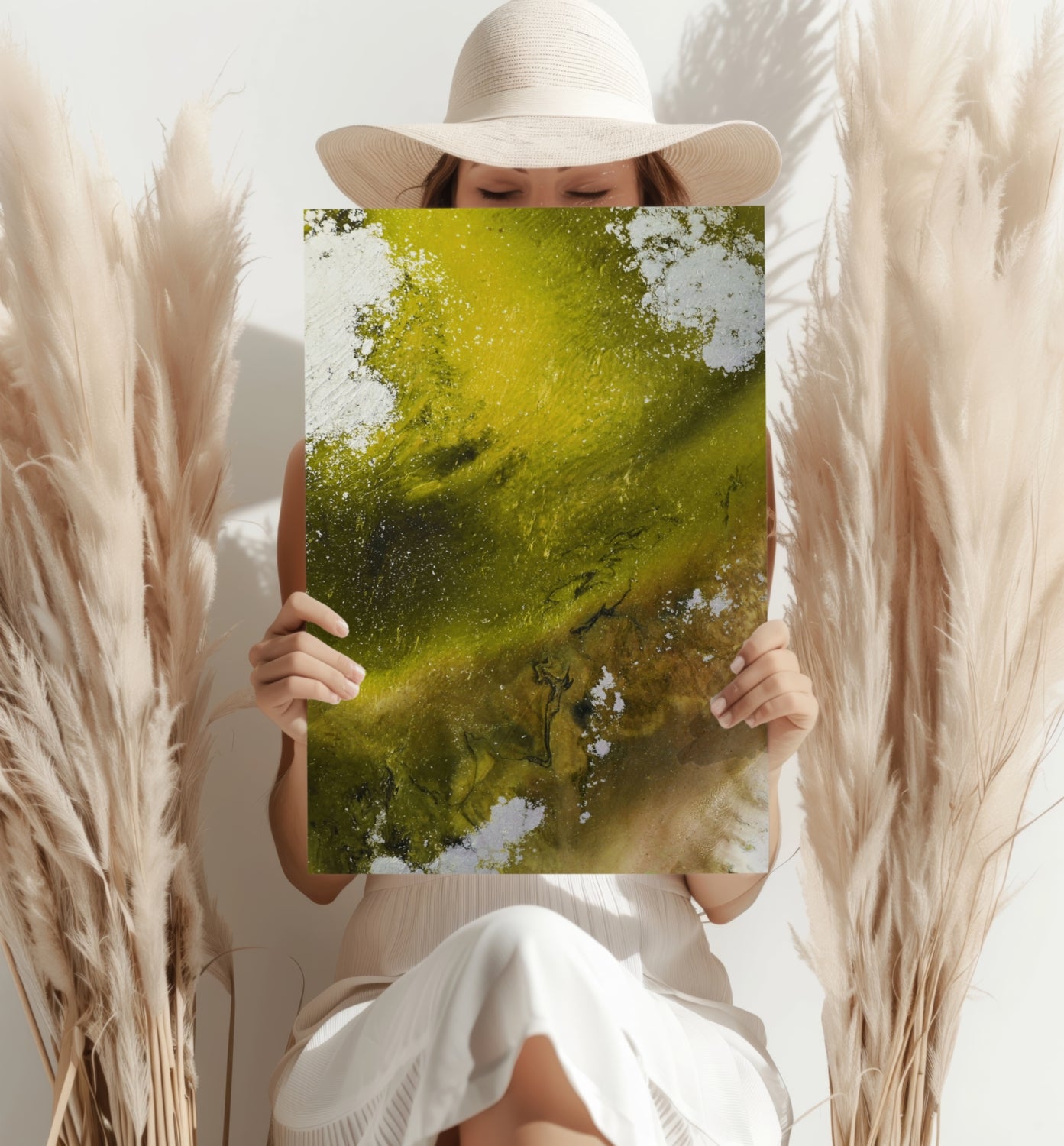 Abstract Paint Yellow V3 Aluminum Print.