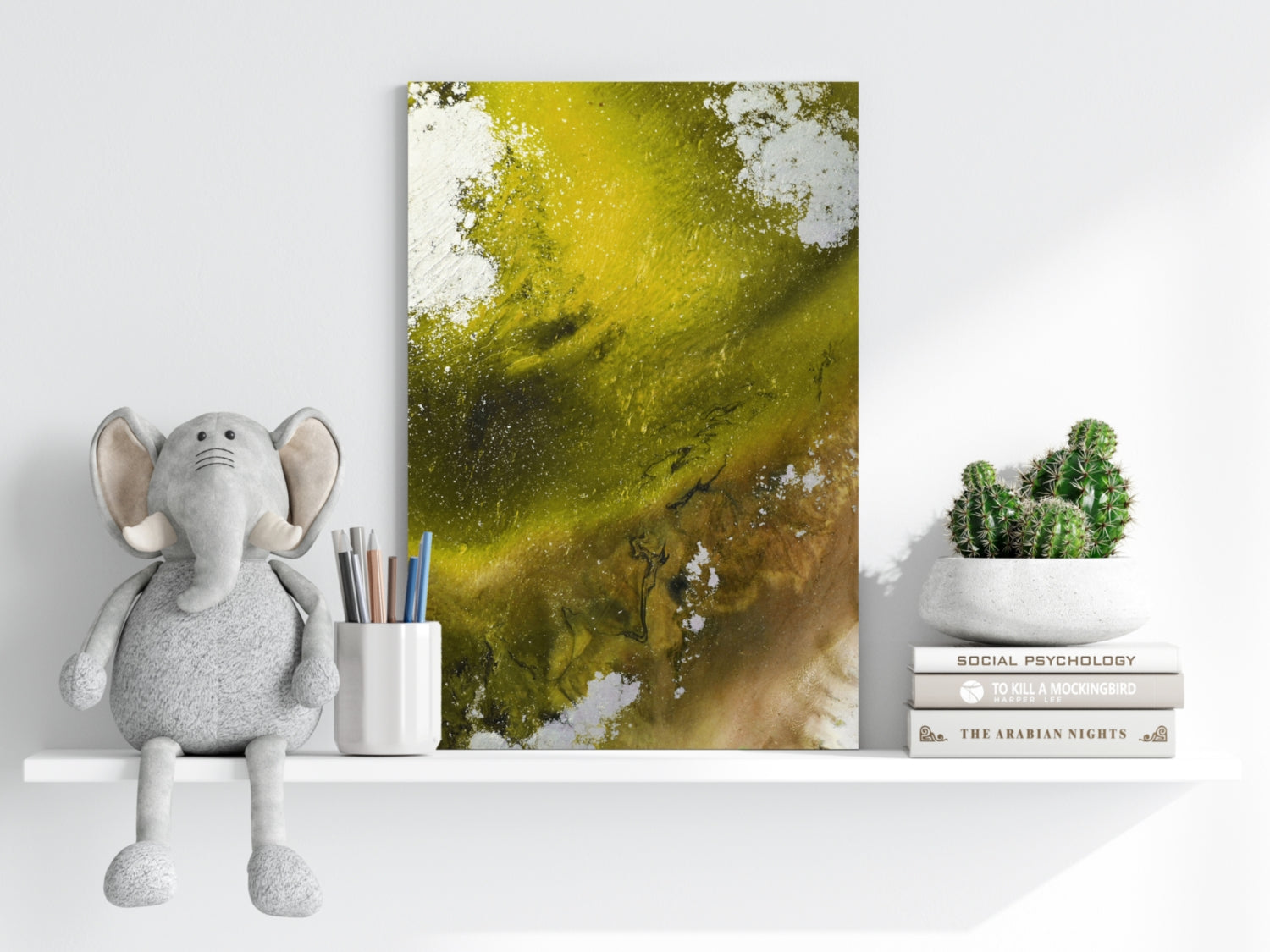 Abstract Paint Yellow V3 Aluminum Print.