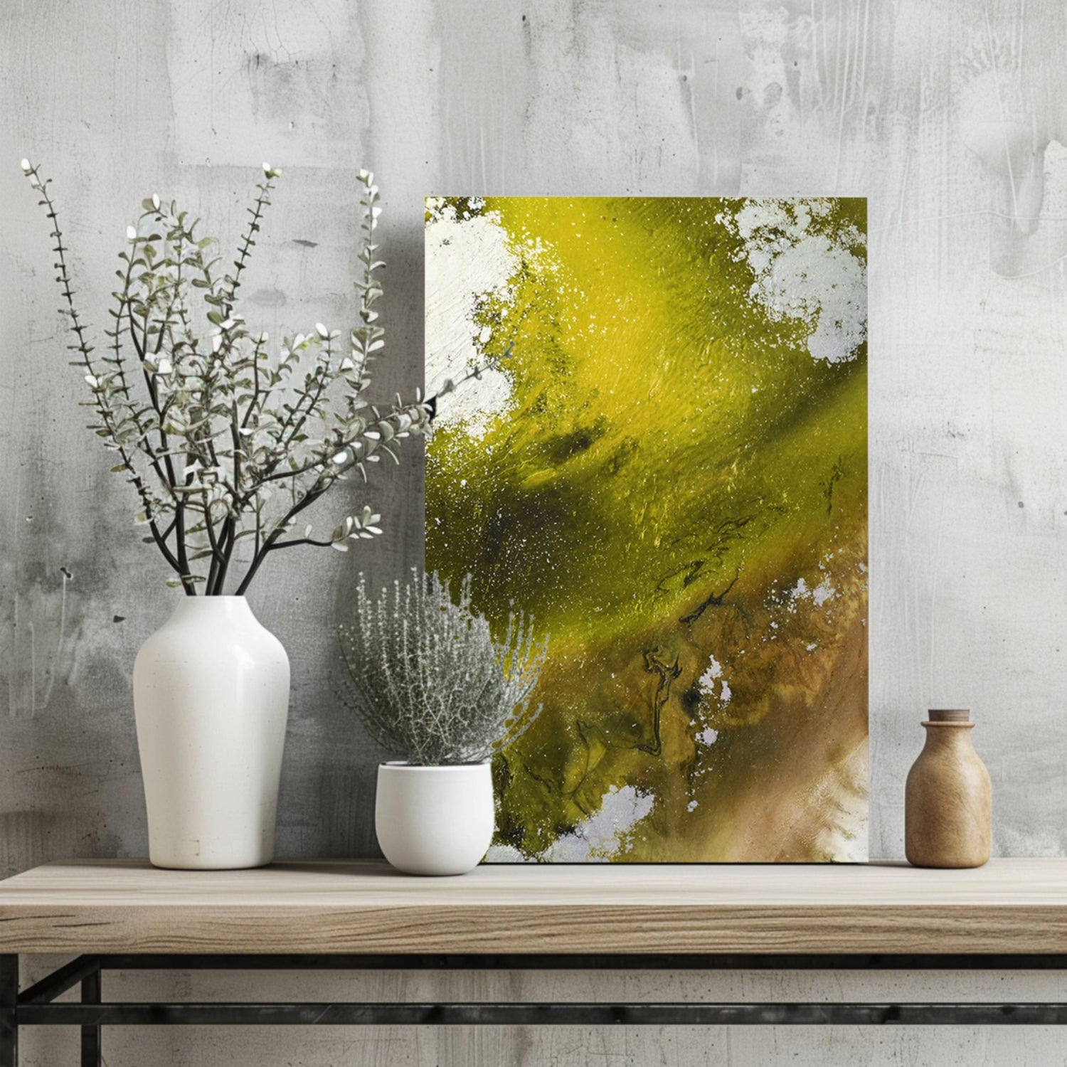 Abstract Paint Yellow V3 Aluminum Print.