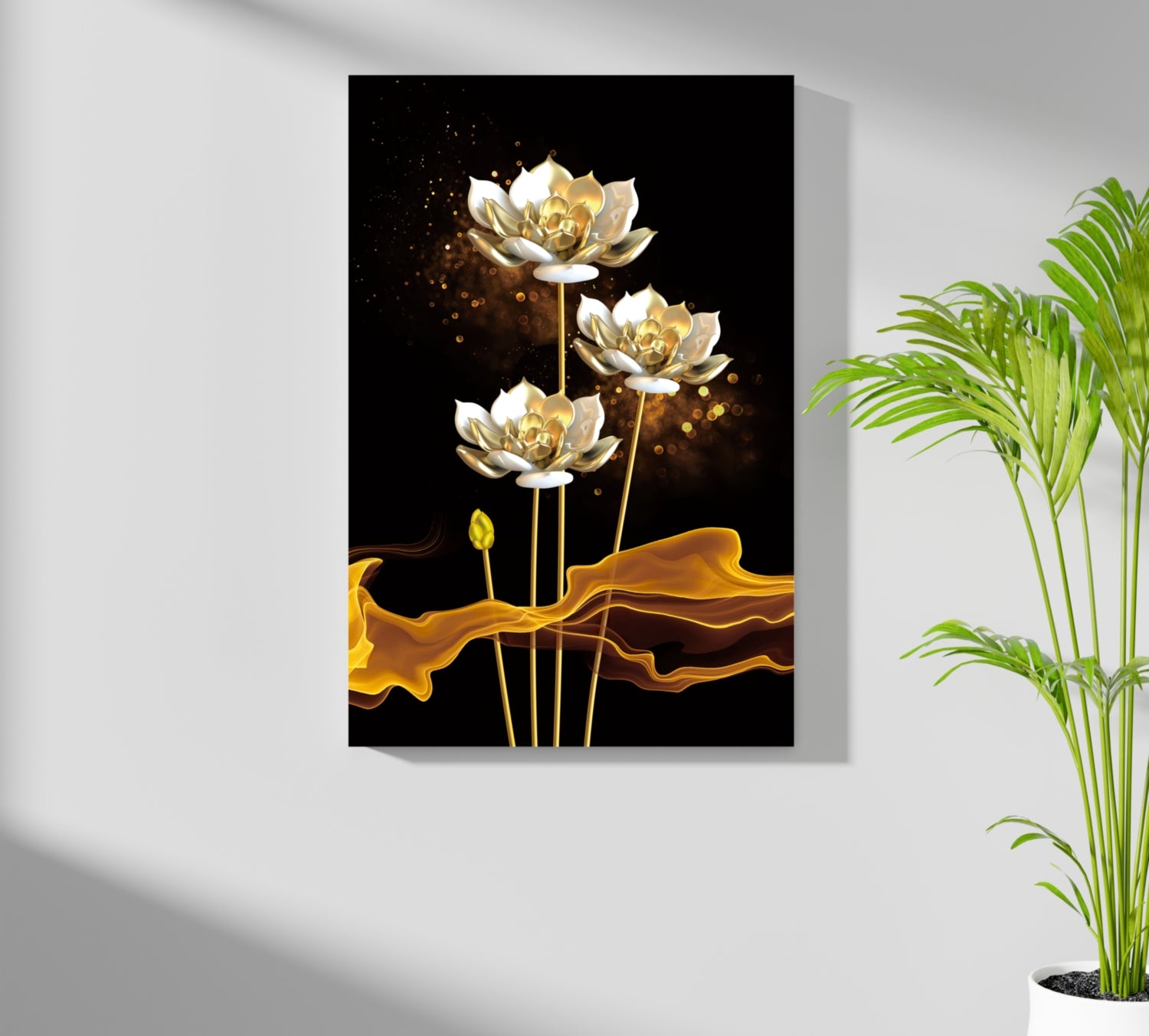 Golden Flower Abstract Aluminum Print.