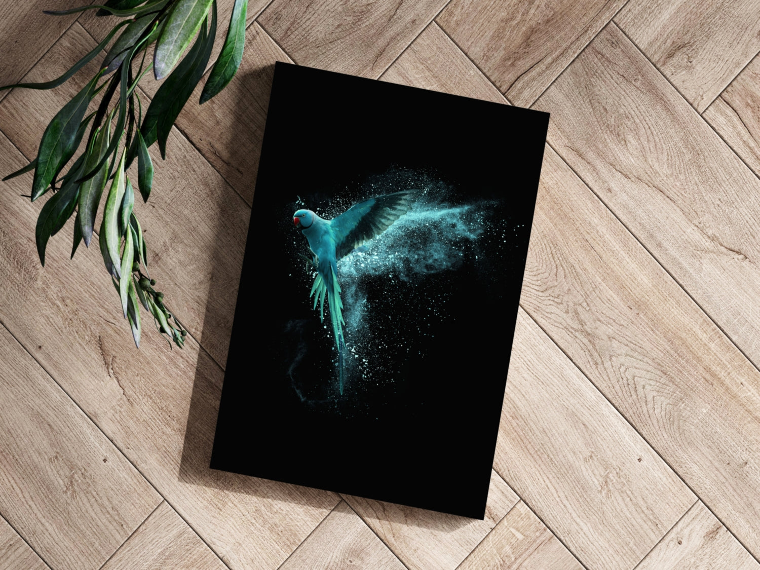 Teal Parrot Aluminum Print.