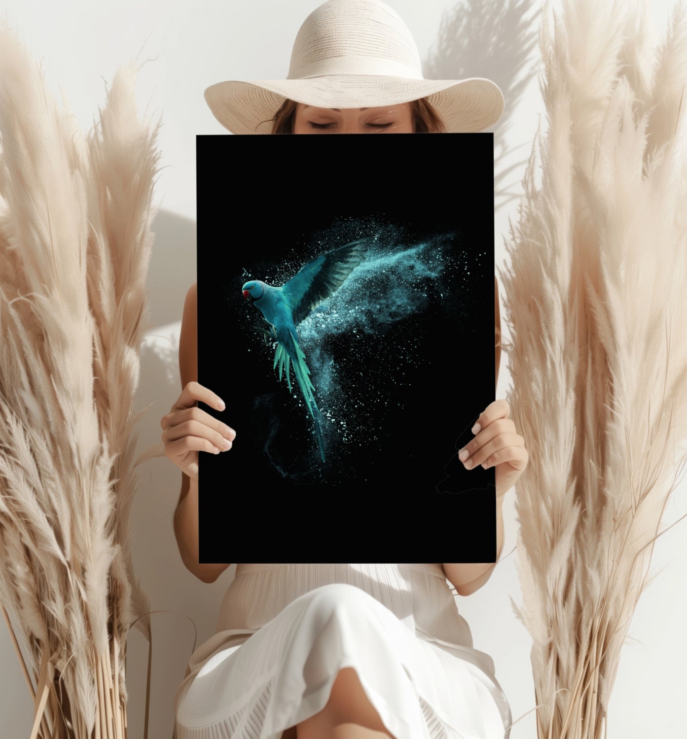 Teal Parrot Aluminum Print.