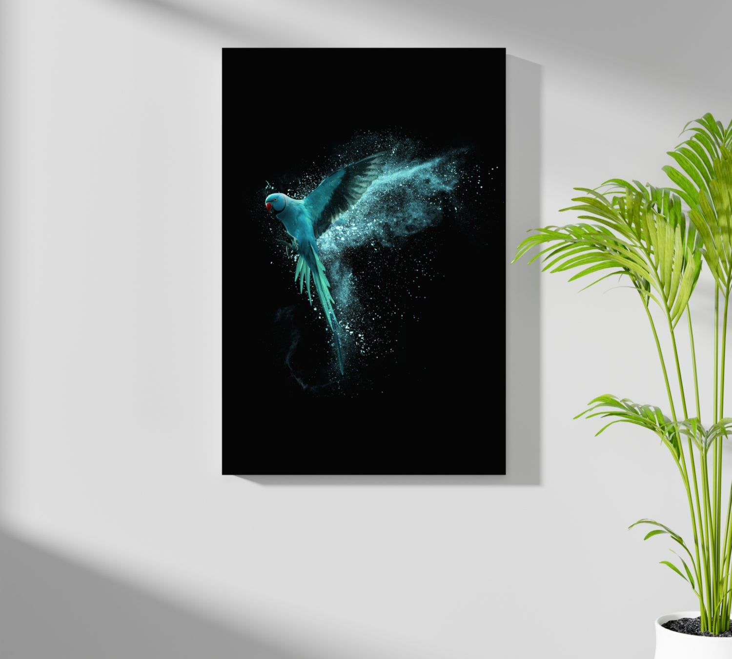 Teal Parrot Aluminum Print.