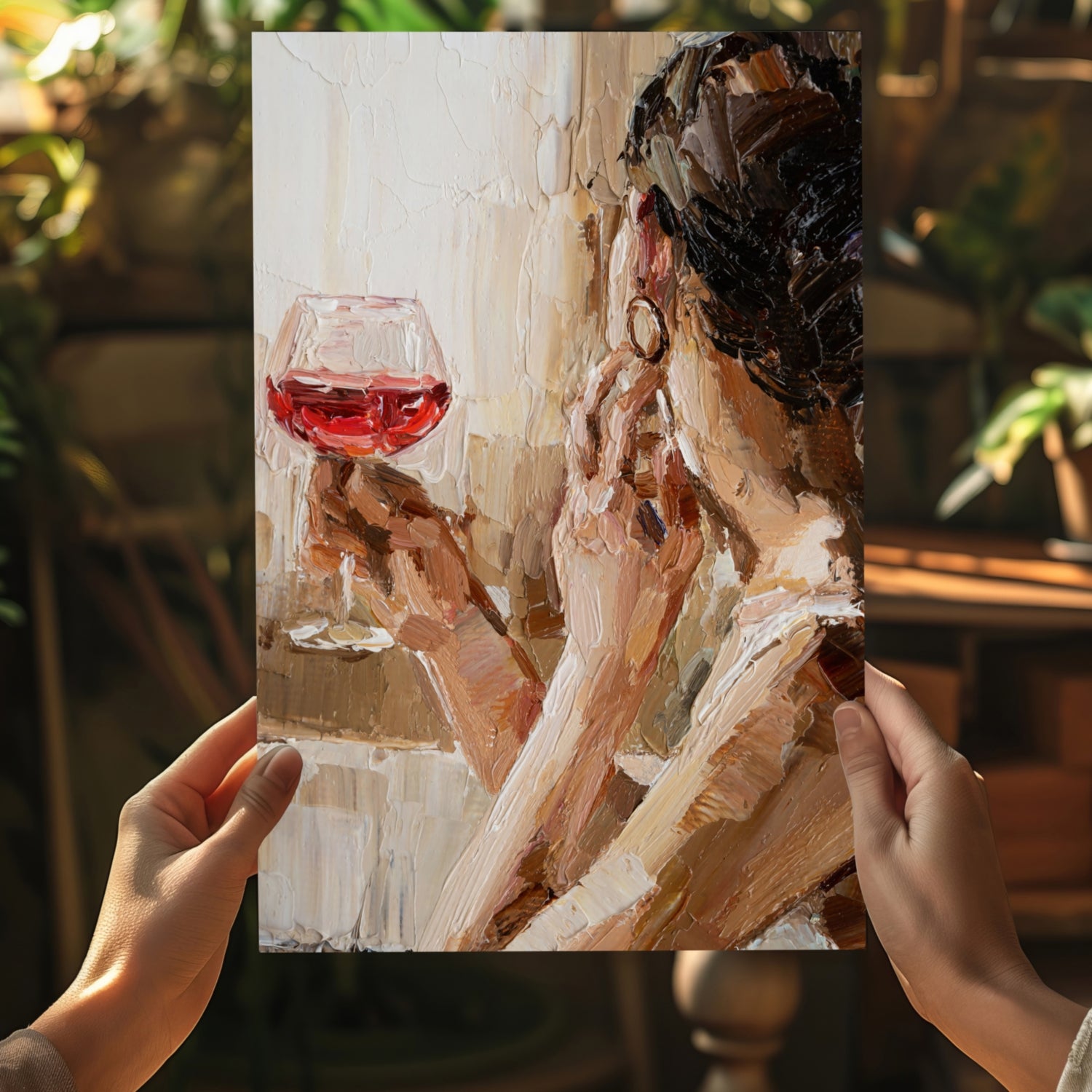 Woman Holding Wine Aluminum Print.