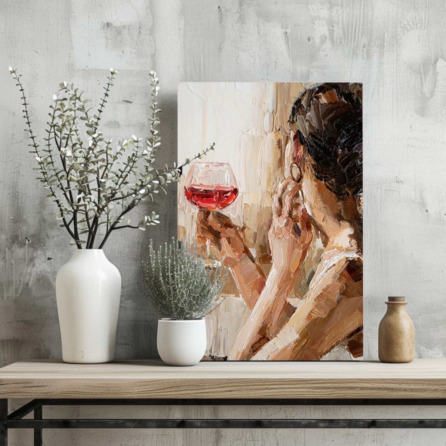 Woman Holding Wine Aluminum Print.
