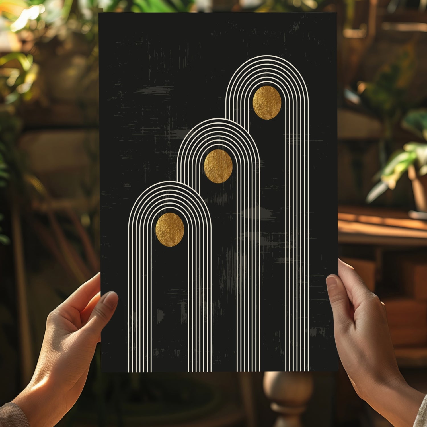 Abstract Line Art Dots and Lines Aluminum Print.