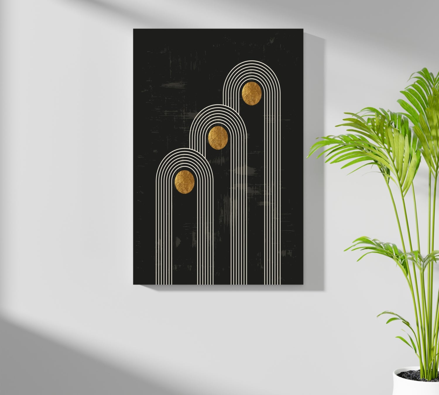 Abstract Line Art Dots and Lines Aluminum Print.