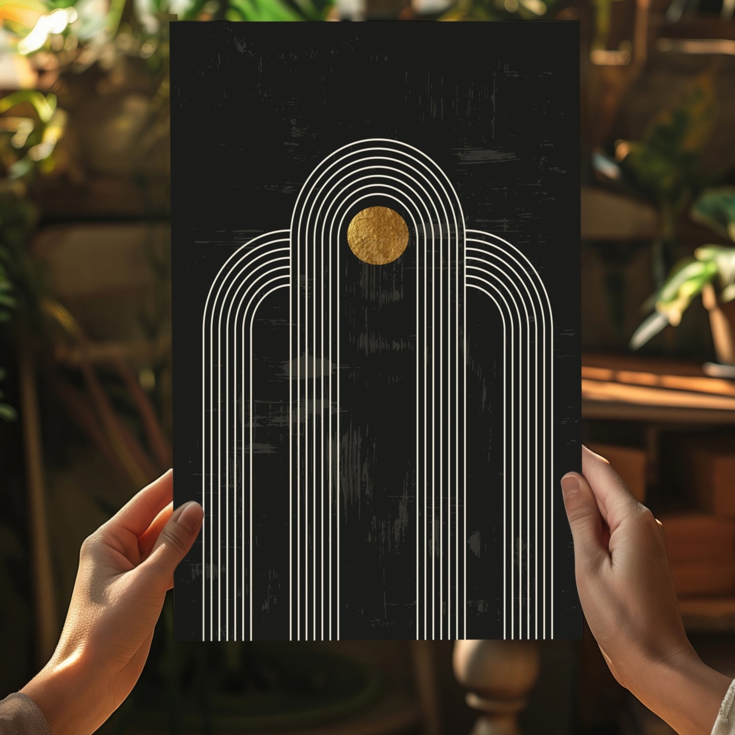 Abstract Line Art Dots and Lines Aluminum Print.