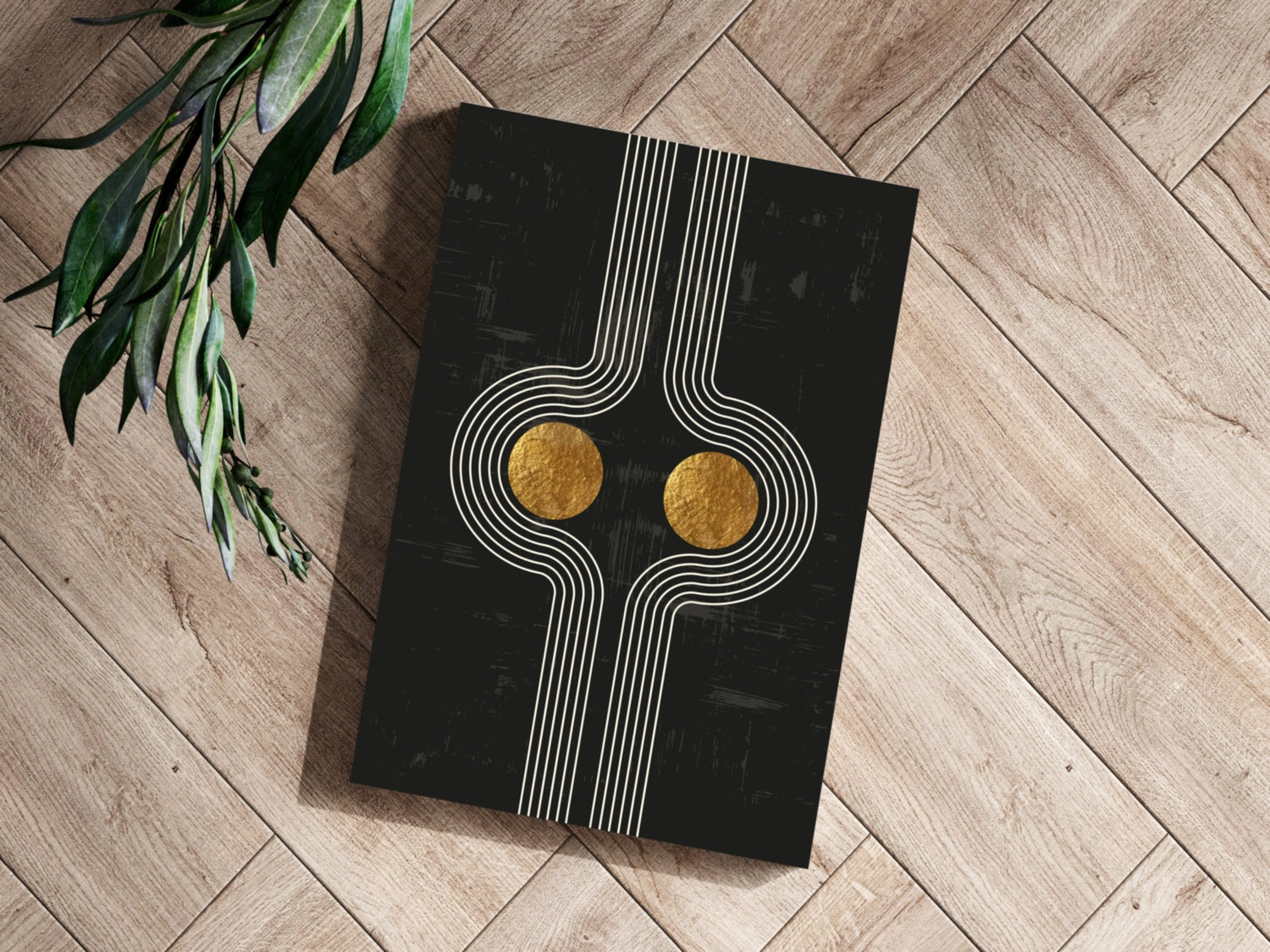 Abstract Line Art Dots and Lines Aluminum Print.